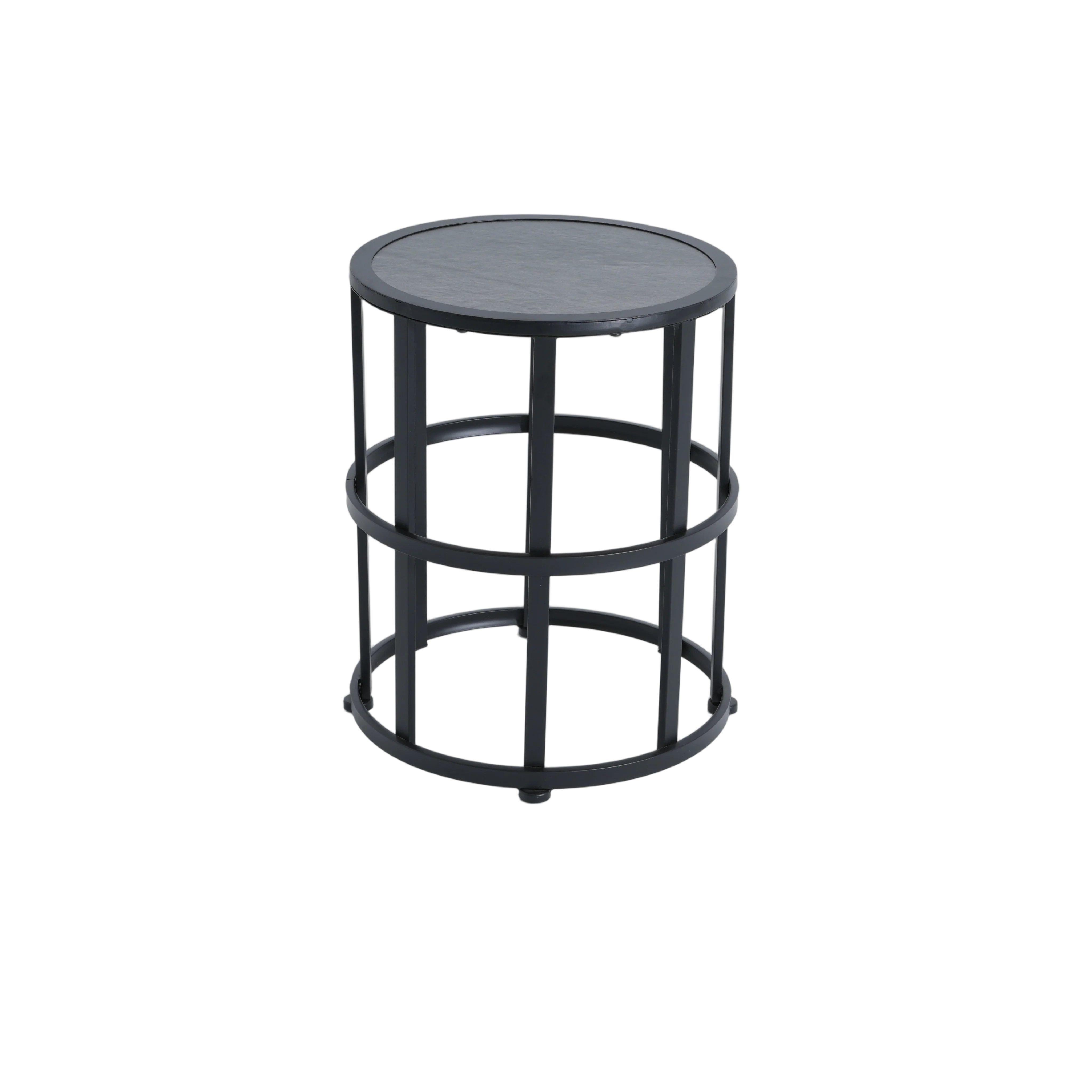 Ceramic Tile Side Table With Powder Coated Iron Frame - Lightweight & Weatherproof Patio Accent_voghion.com