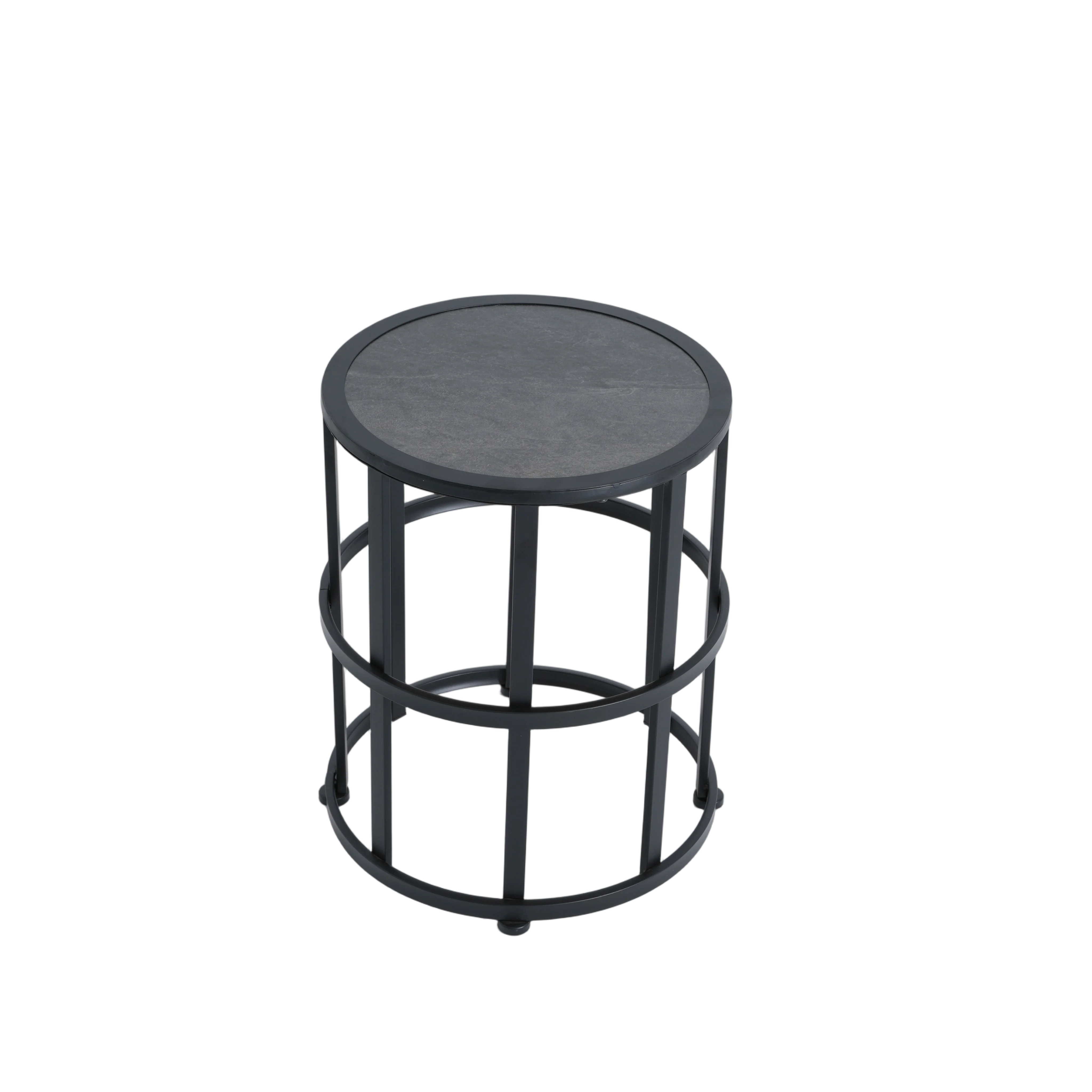 Ceramic Tile Side Table With Powder Coated Iron Frame - Lightweight & Weatherproof Patio Accent_voghion.com