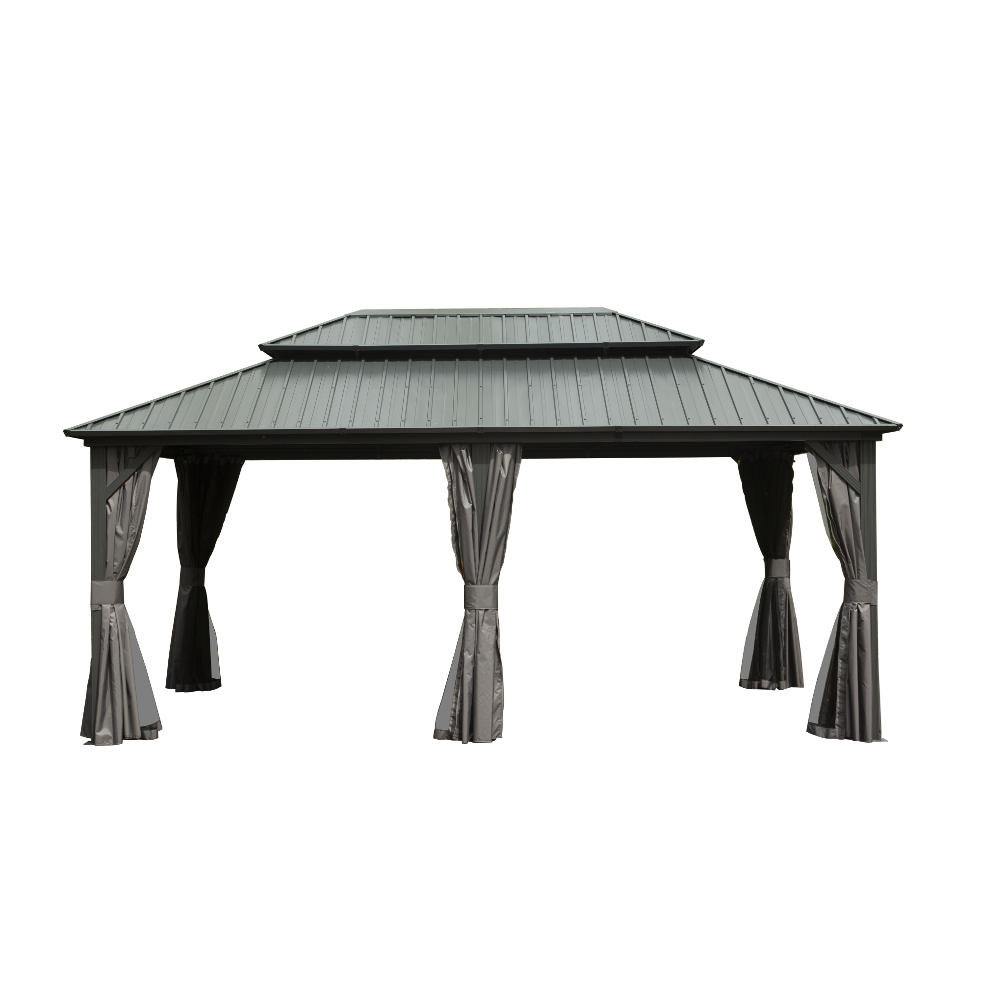12  X 18  Hardtop Gazebo, Aluminum Metal Gazebo With Galvanized Steel Double Roof Canopy, Curtain And Netting, Permanent Gazebo Pavilion For Patio, Backyard, Deck, Lawn - Image 1