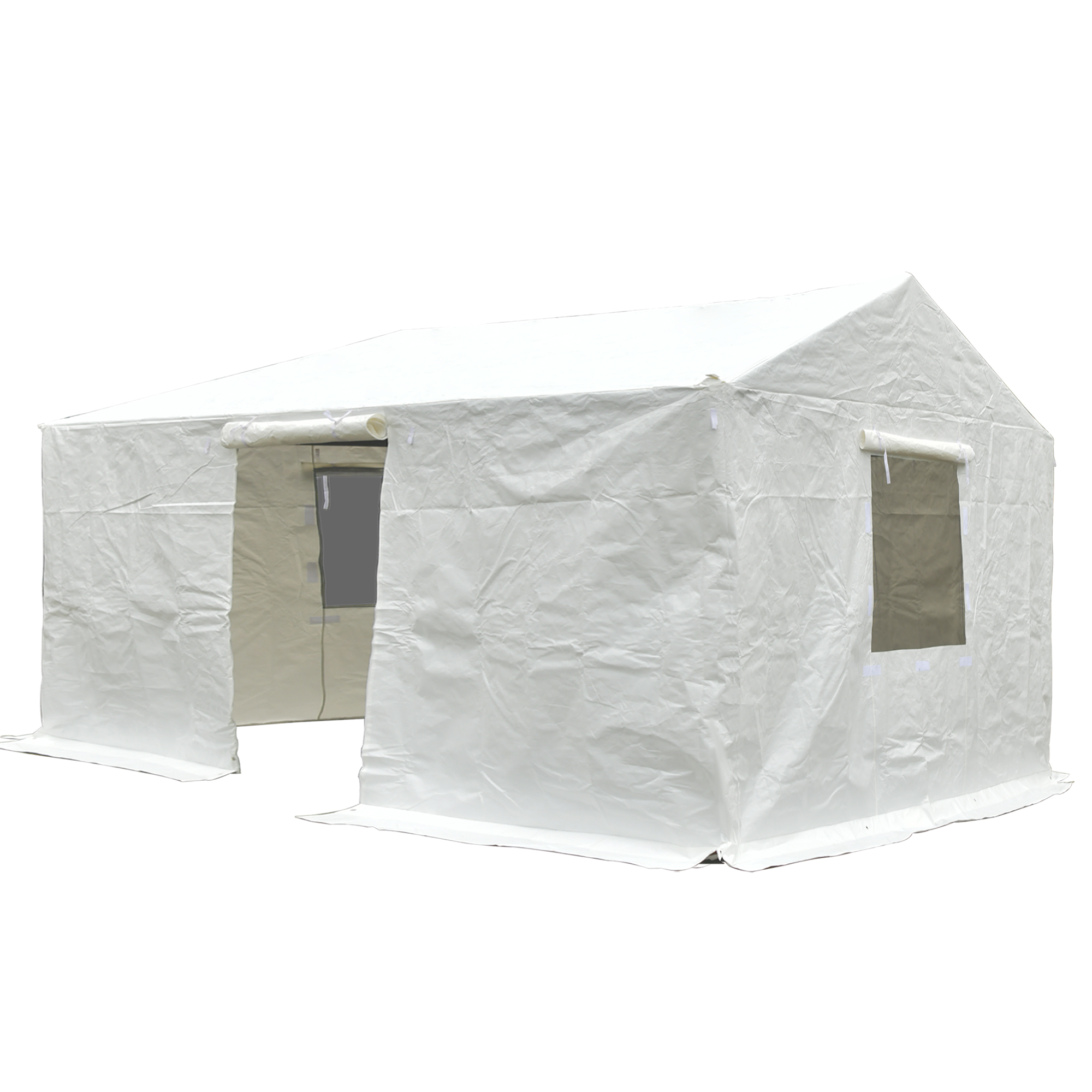 12 X20  Gazebo Cover For Hardtop Gazebos, Outdoor Universal Winter Gazebo Cover With Sidewalls And Mesh Windows, All Season Waterproof Enclosed Gazebo Cover, White