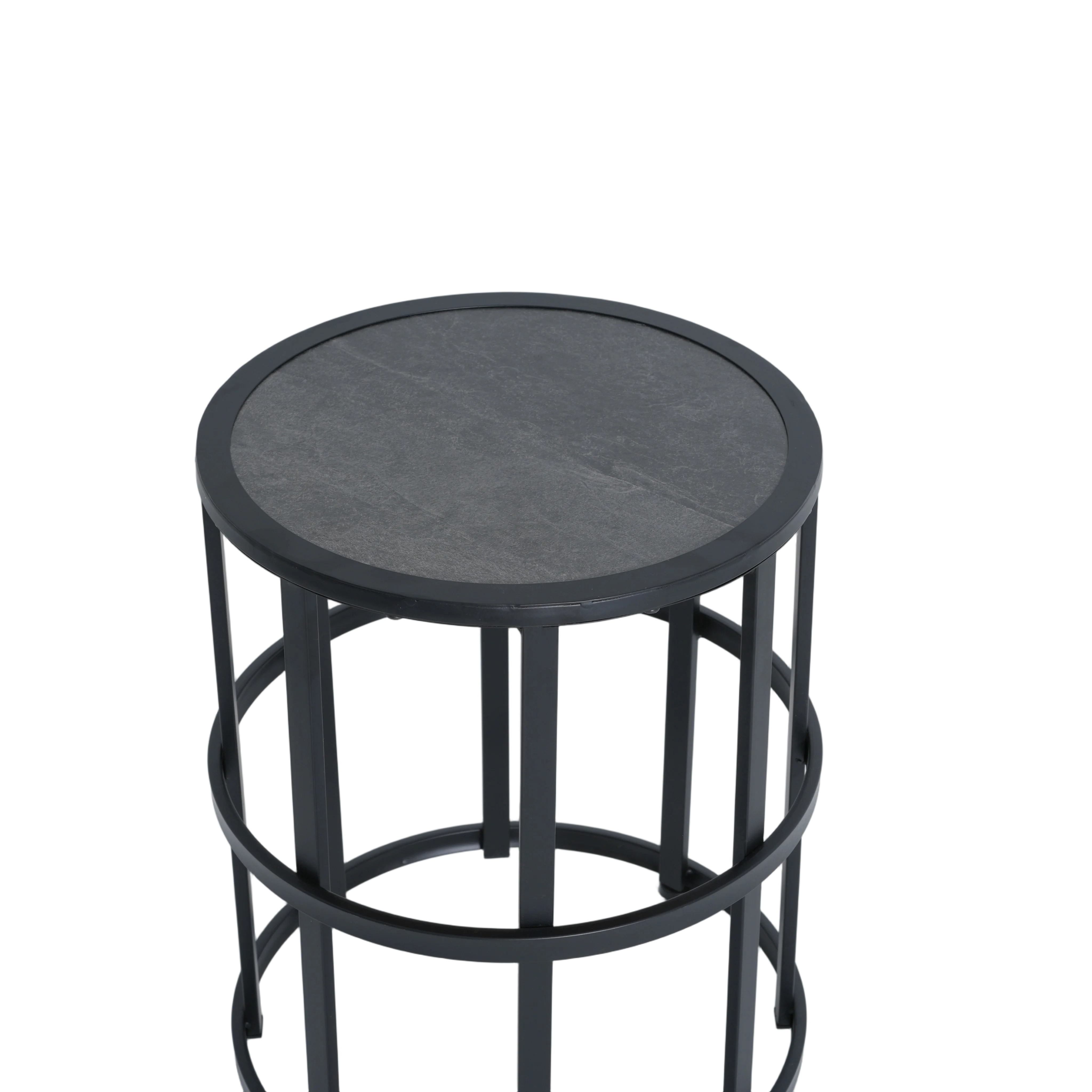 Ceramic Tile Side Table With Powder Coated Iron Frame - Lightweight & Weatherproof Patio Accent_voghion.com