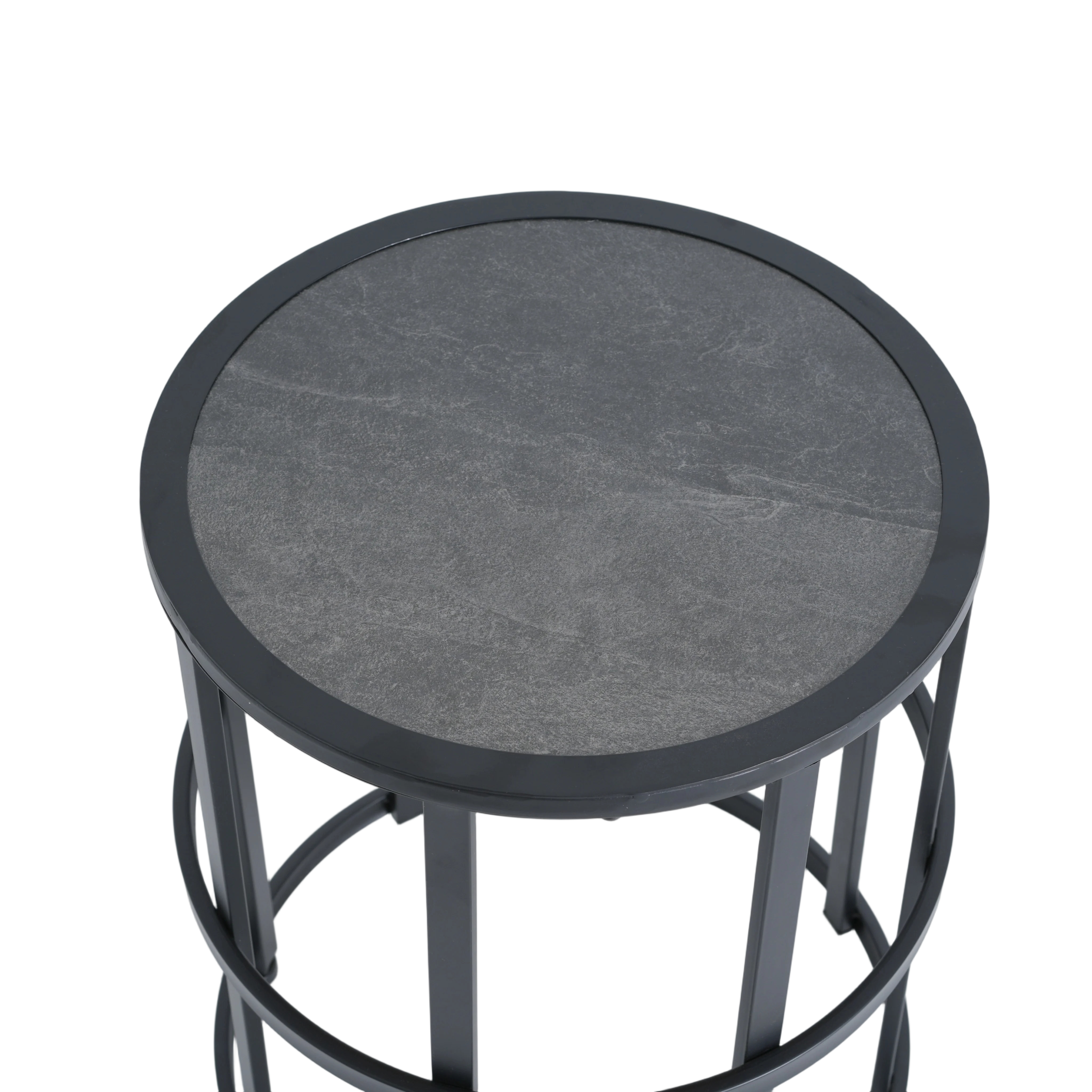 Ceramic Tile Side Table With Powder Coated Iron Frame - Lightweight & Weatherproof Patio Accent_voghion.com