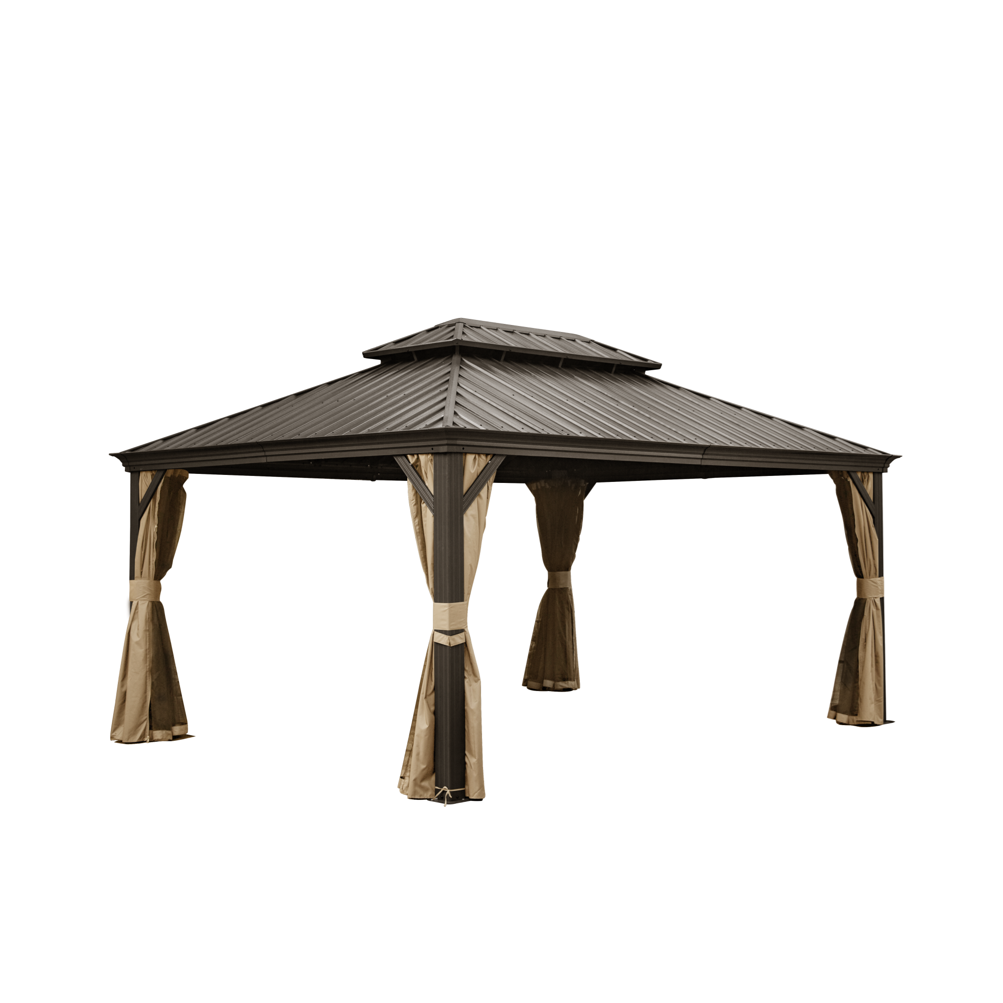 12  X 16  Hardtop Gazebo Outdoor Aluminum Gazebos Grill With Galvanized Steel Double Canopy For Patios Deck Backyard,Curtains&Netting - Image 1