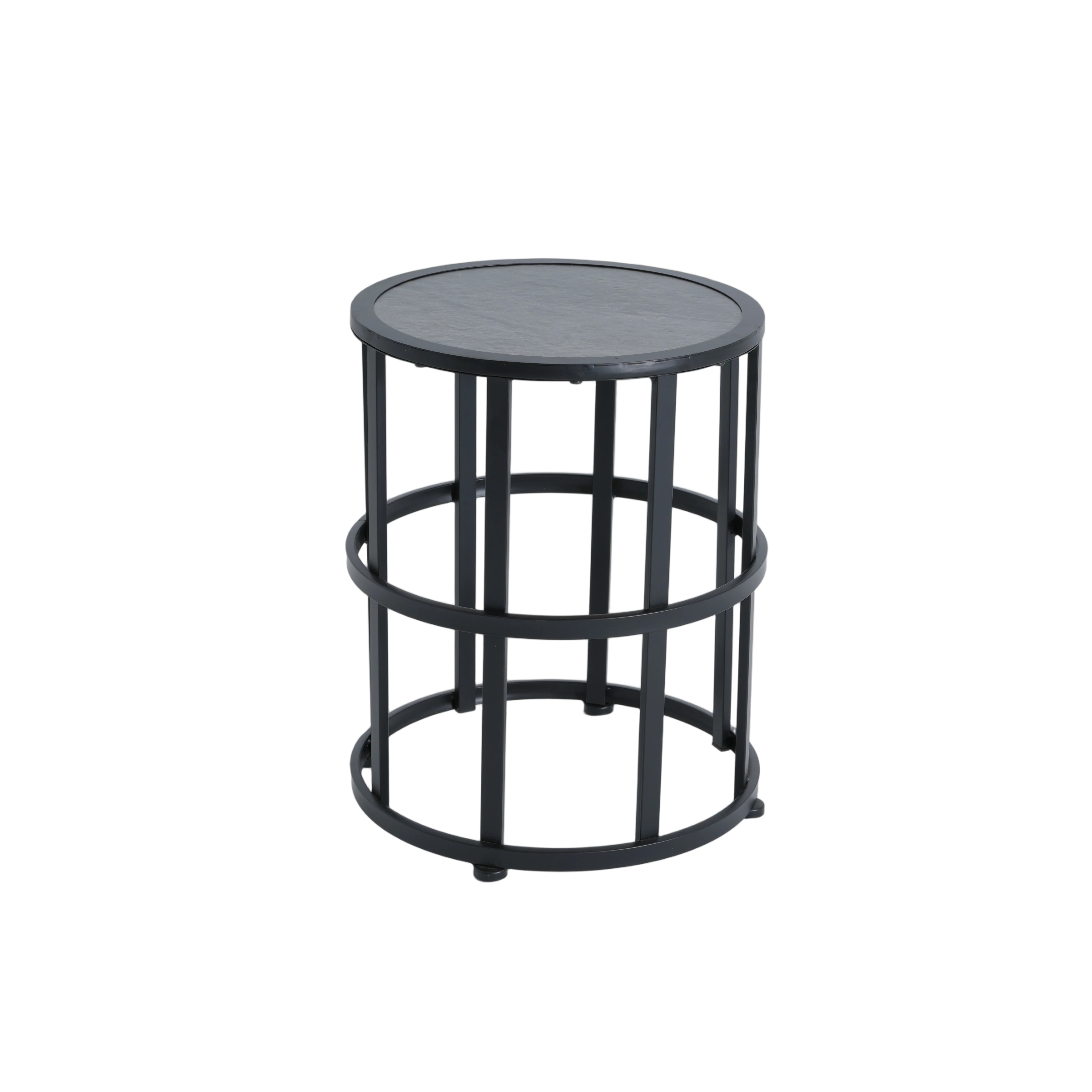 Ceramic Tile Side Table With Powder Coated Iron Frame - Lightweight & Weatherproof Patio Accent_voghion.com
