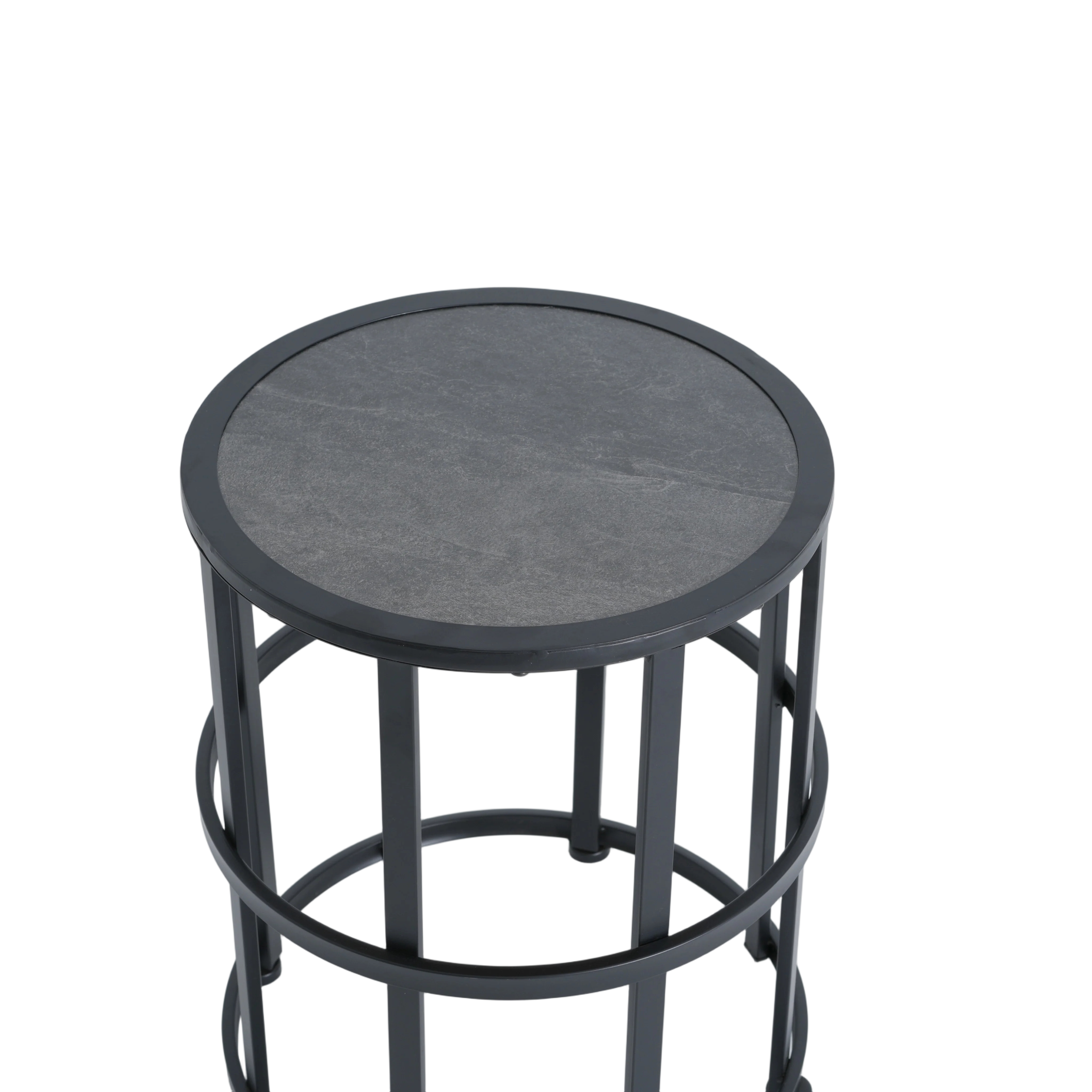 Ceramic Tile Side Table With Powder Coated Iron Frame - Lightweight & Weatherproof Patio Accent_voghion.com