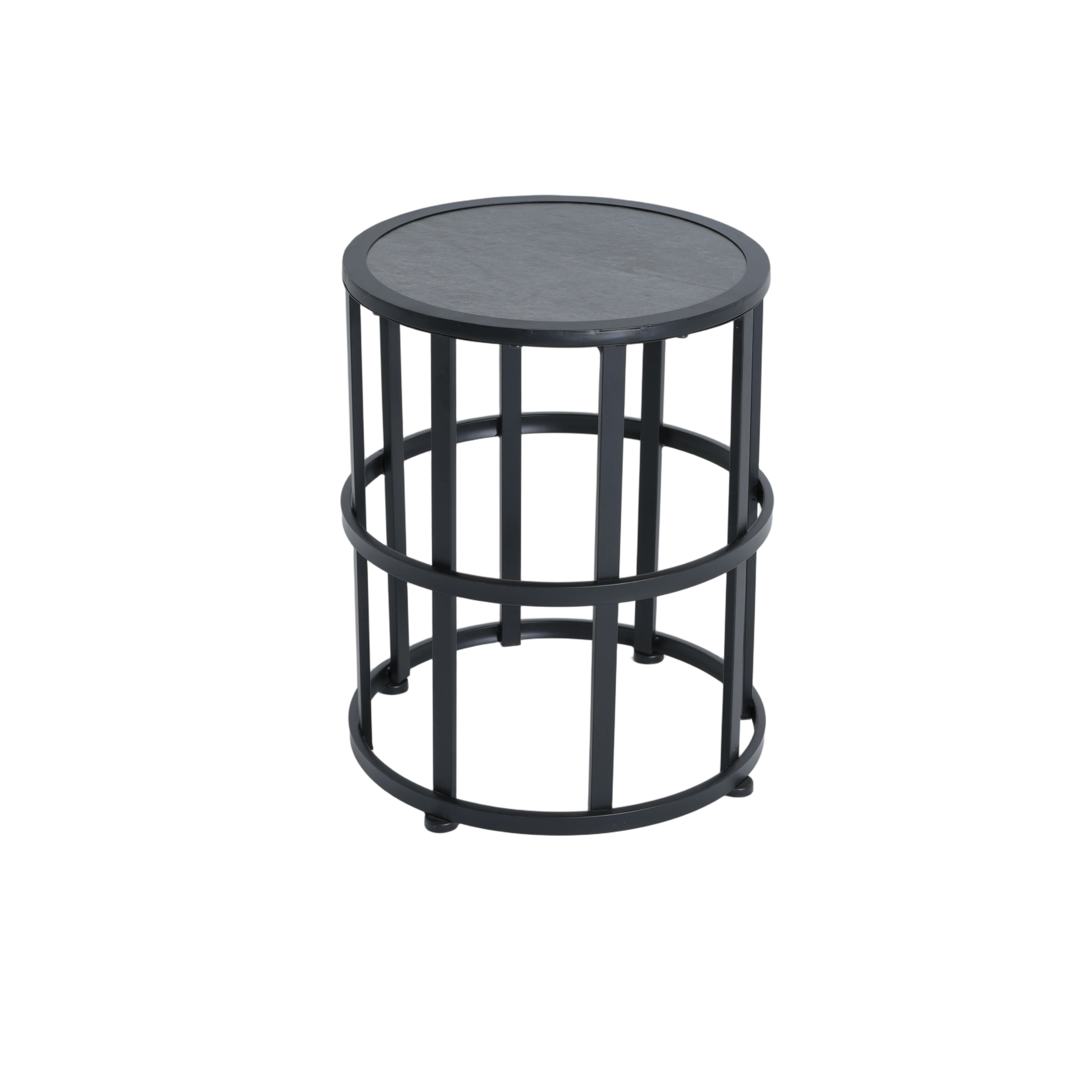Ceramic Tile Side Table With Powder Coated Iron Frame - Lightweight & Weatherproof Patio Accent_voghion.com