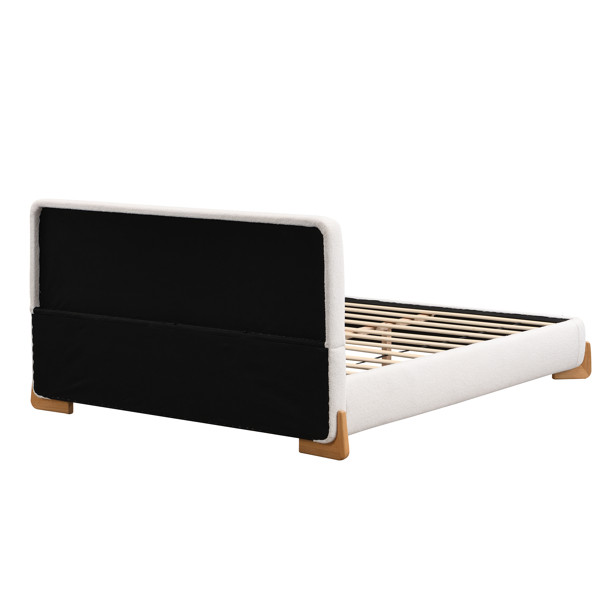 Elegant Boucle Upholstered Bed, A Luxurious And Comfortable Bedroom Centerpiece, Queen Size, White