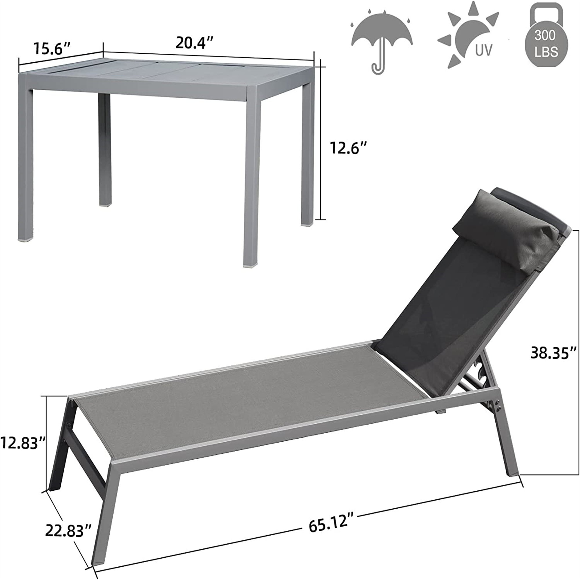 Aluminum Chaise Lounge Set, picture 2 of 4