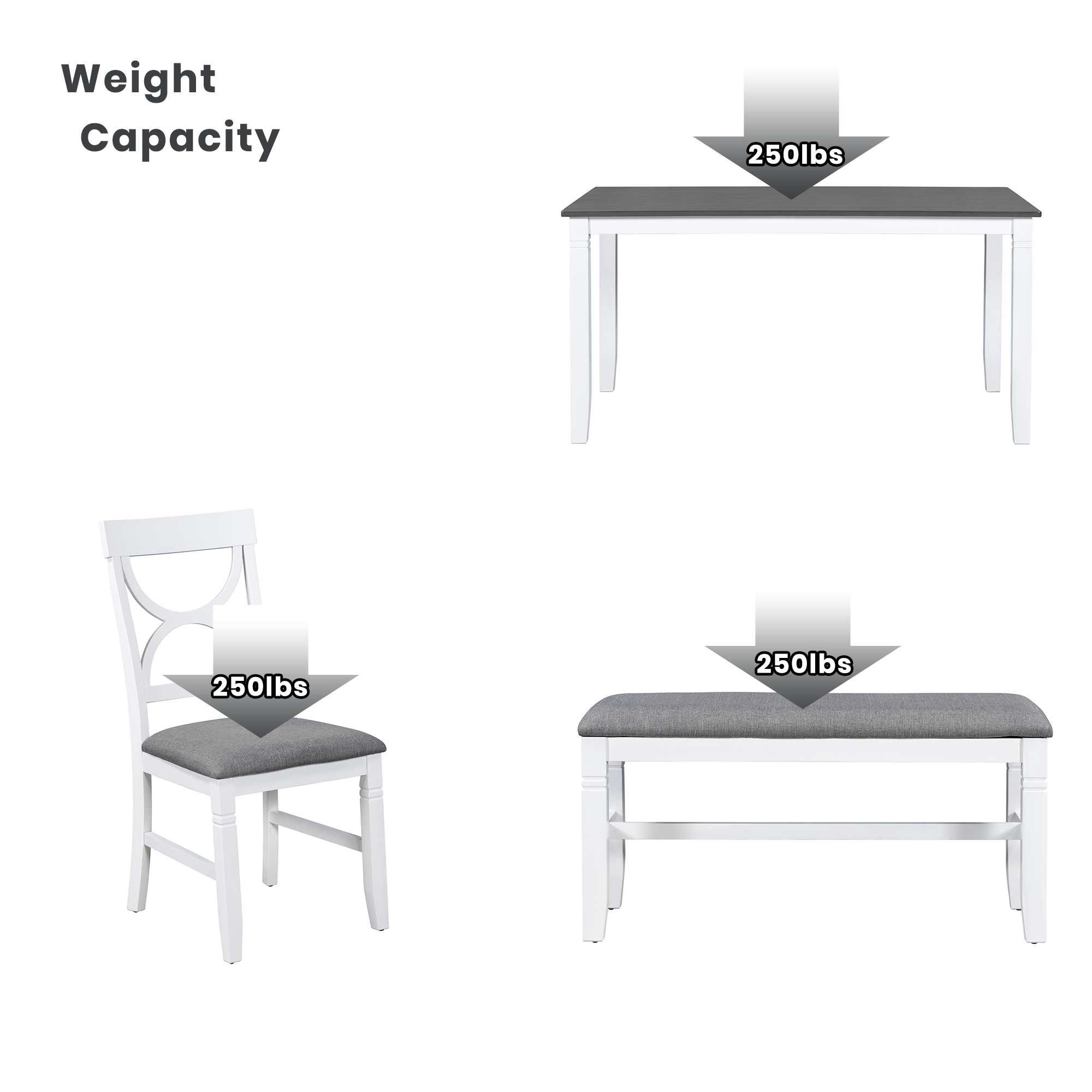 6- Piece Wood Dining Table Set Kitchen Table Set — photo 2