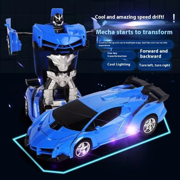 Transforming Car Robot, One-Button Deformation R&C Toy Car, 1-18 Scale 360' Rotating Drifting, Toys Suitable For Kids Over 3 Years Old, Educational Toys, Children's Day Gift, Birthday