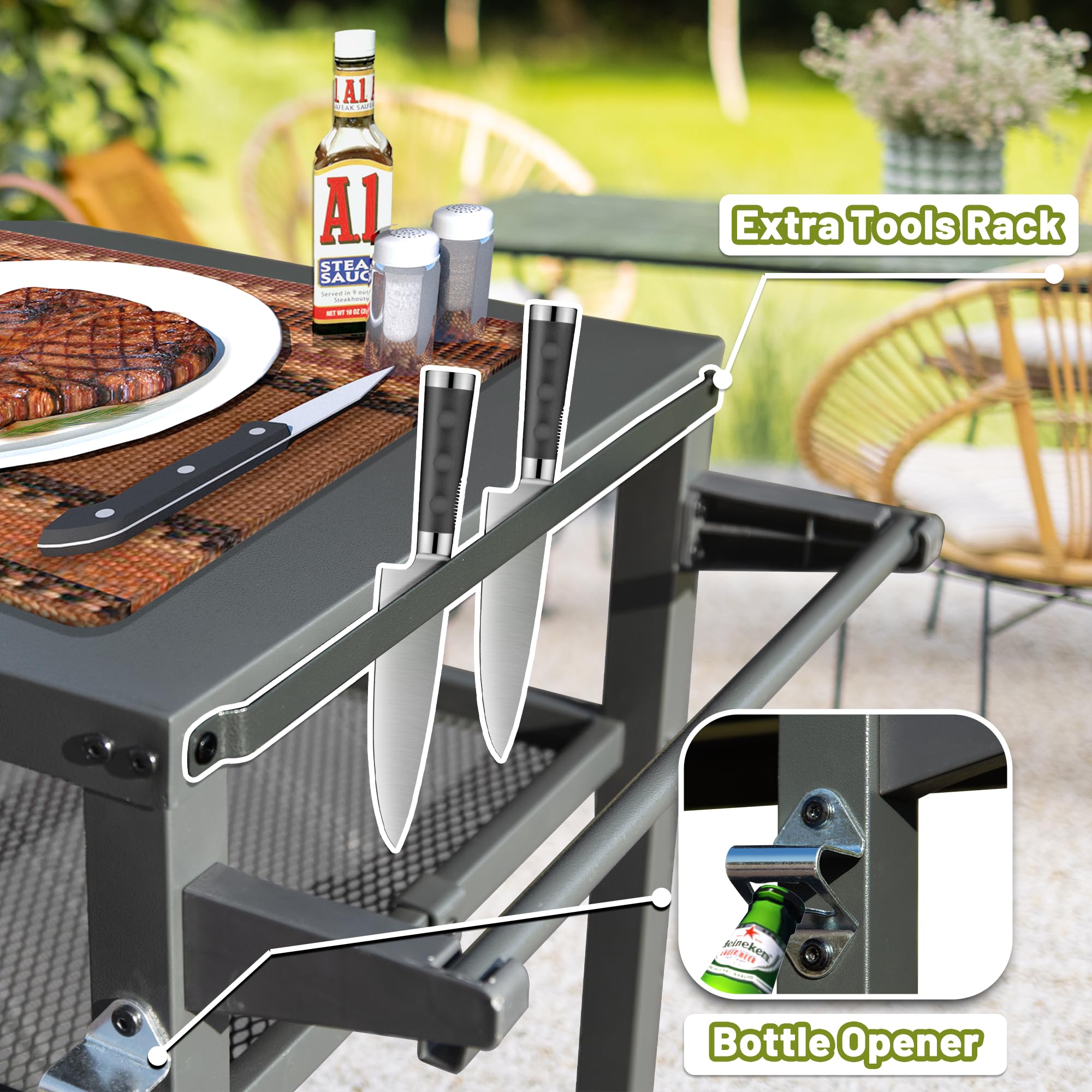 3-Shelf Outdoor Grill Table β Grill Cart Outdoor with Wheels β photo 3