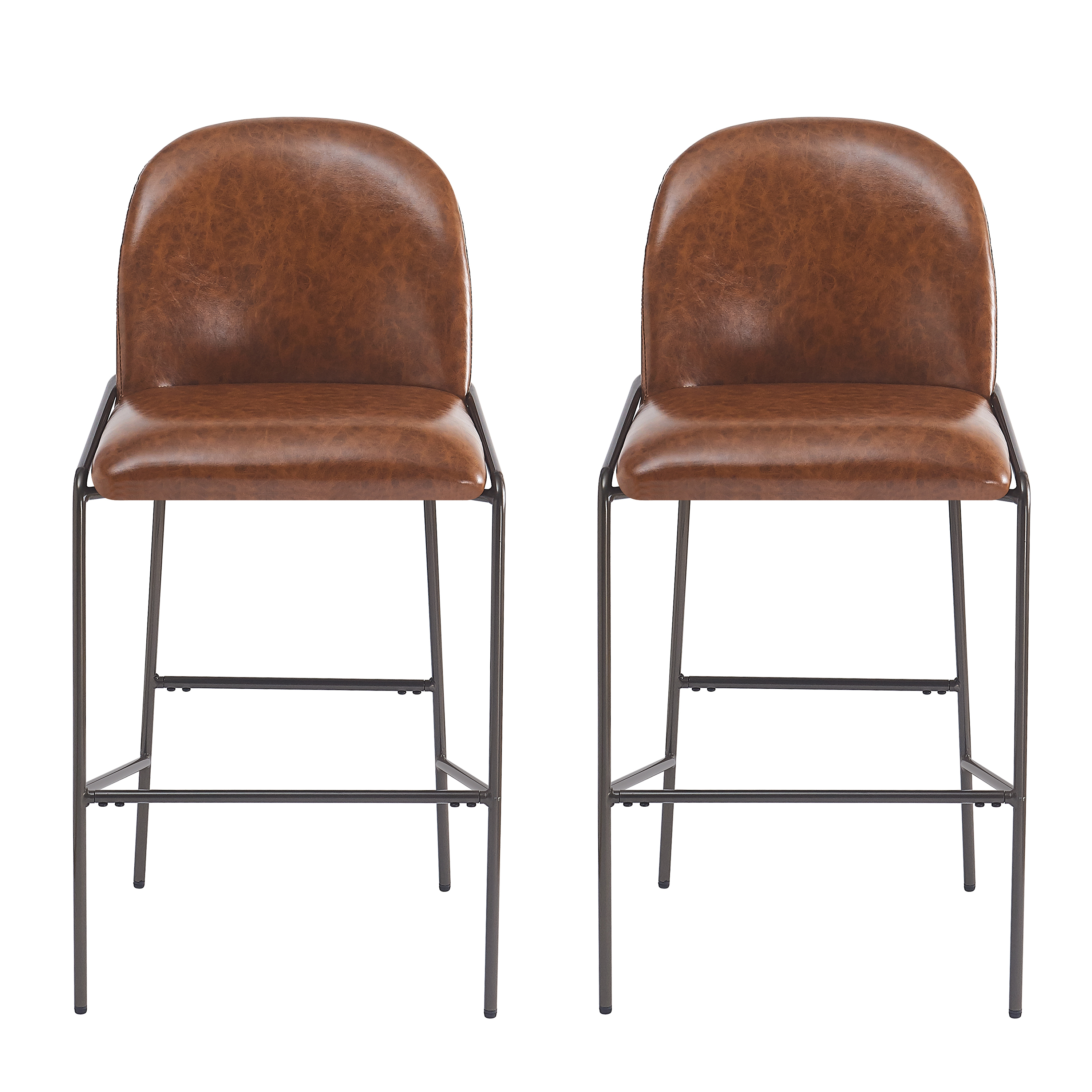 Metal Upholstered Barstool Set