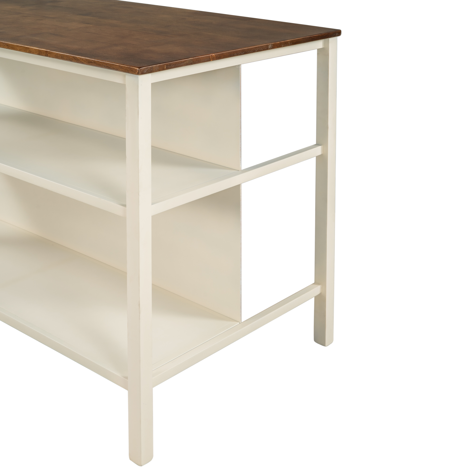 Rustic Solid Wood Kitchen Island With Butcher Block Top Walnut_voghion.com