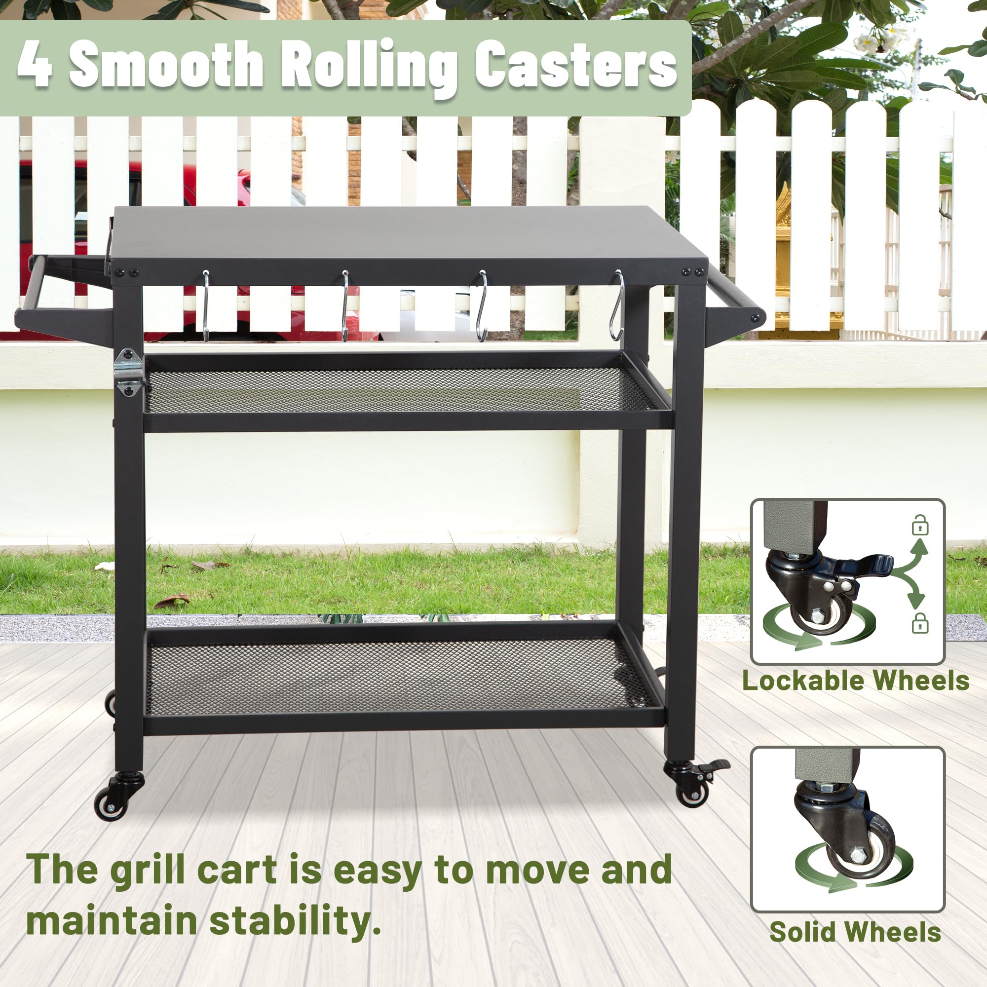 3-Shelf Outdoor Grill Table β Grill Cart Outdoor with Wheels β photo 4