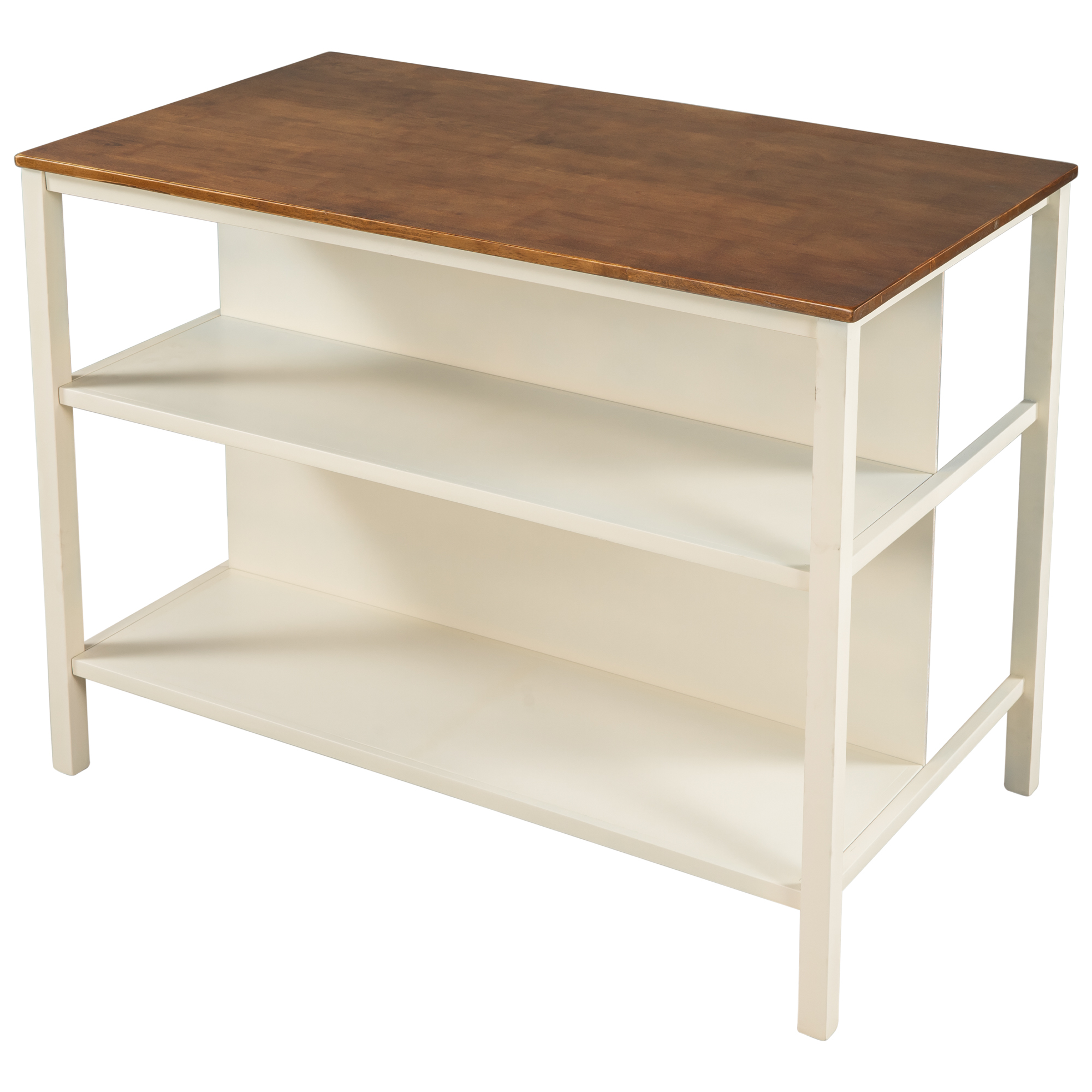Rustic Solid Wood Kitchen Island With Butcher Block Top Walnut_voghion.com