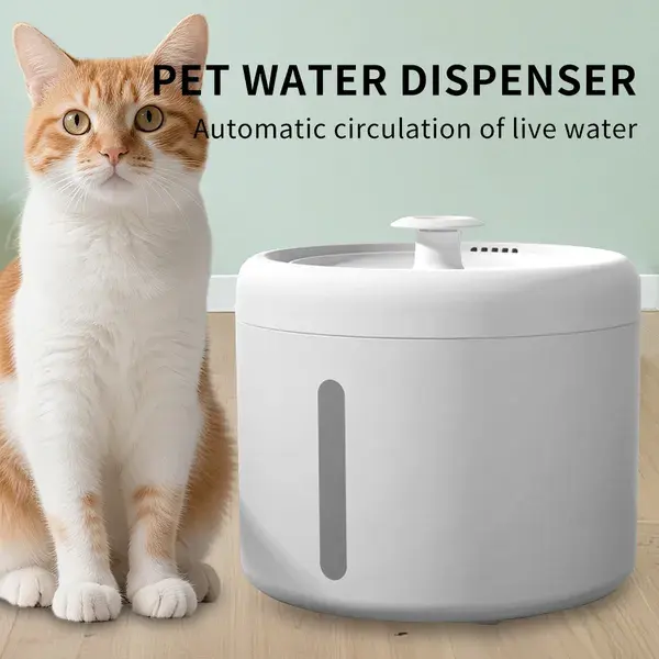 2500ML USB Round Pet Water Fountain, Automatic