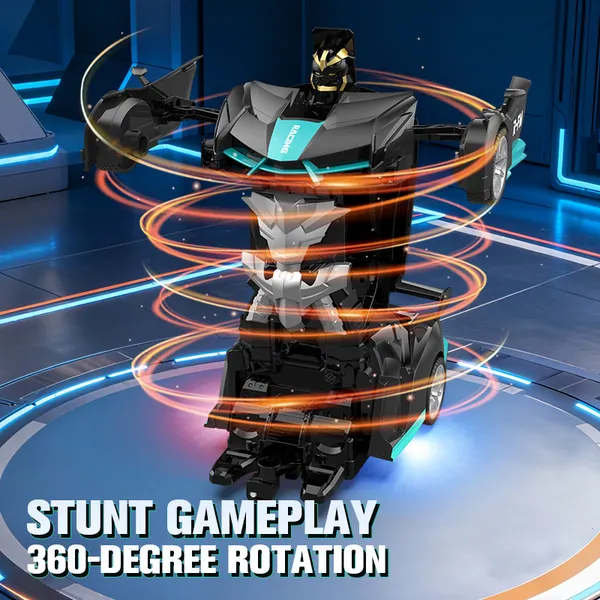 Transforming Car Robot, One-Button Deformation R&C Toy Car, 1-18 Scale 360' Rotating Drifting, Toys Suitable For Kids Over 3 Years Old, Educational Toys, Children's Day Gift, Birthday