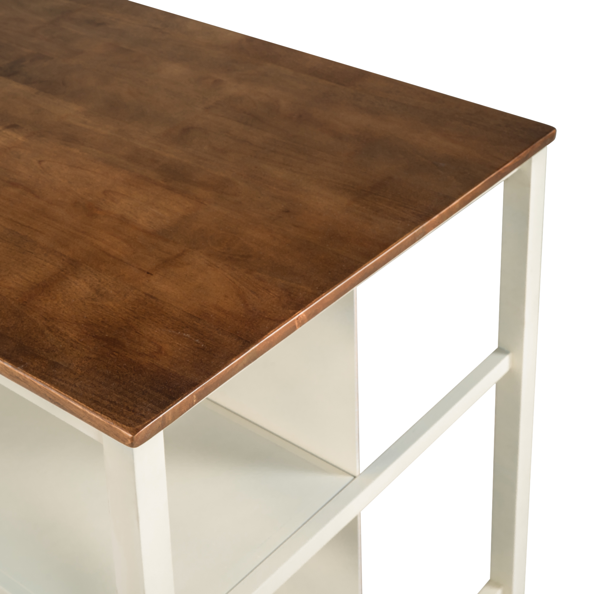 Rustic Solid Wood Kitchen Island With Butcher Block Top Walnut_voghion.com