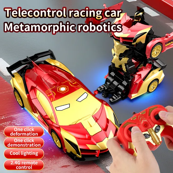 Transforming Remote Control Car Robot, R&C Car Toy, One-Button Deformation, Children's Day Gifts, 1-18 Scale 360' Rotating Drifting, Toys Suitable For Kids Over 3 Years Old, Educational Toy, Birthday