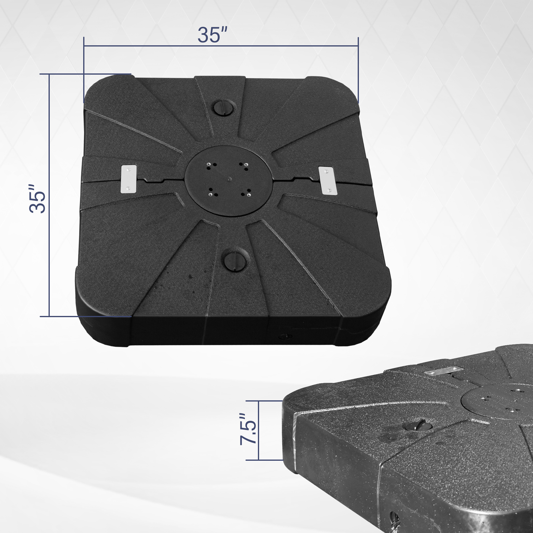 Patio Umbrella Base With Wheels, Water & Sand Filled Weighted Base For Most Cantilever Offset Umbrella, 260LBS, Square  Black ,34   X 34