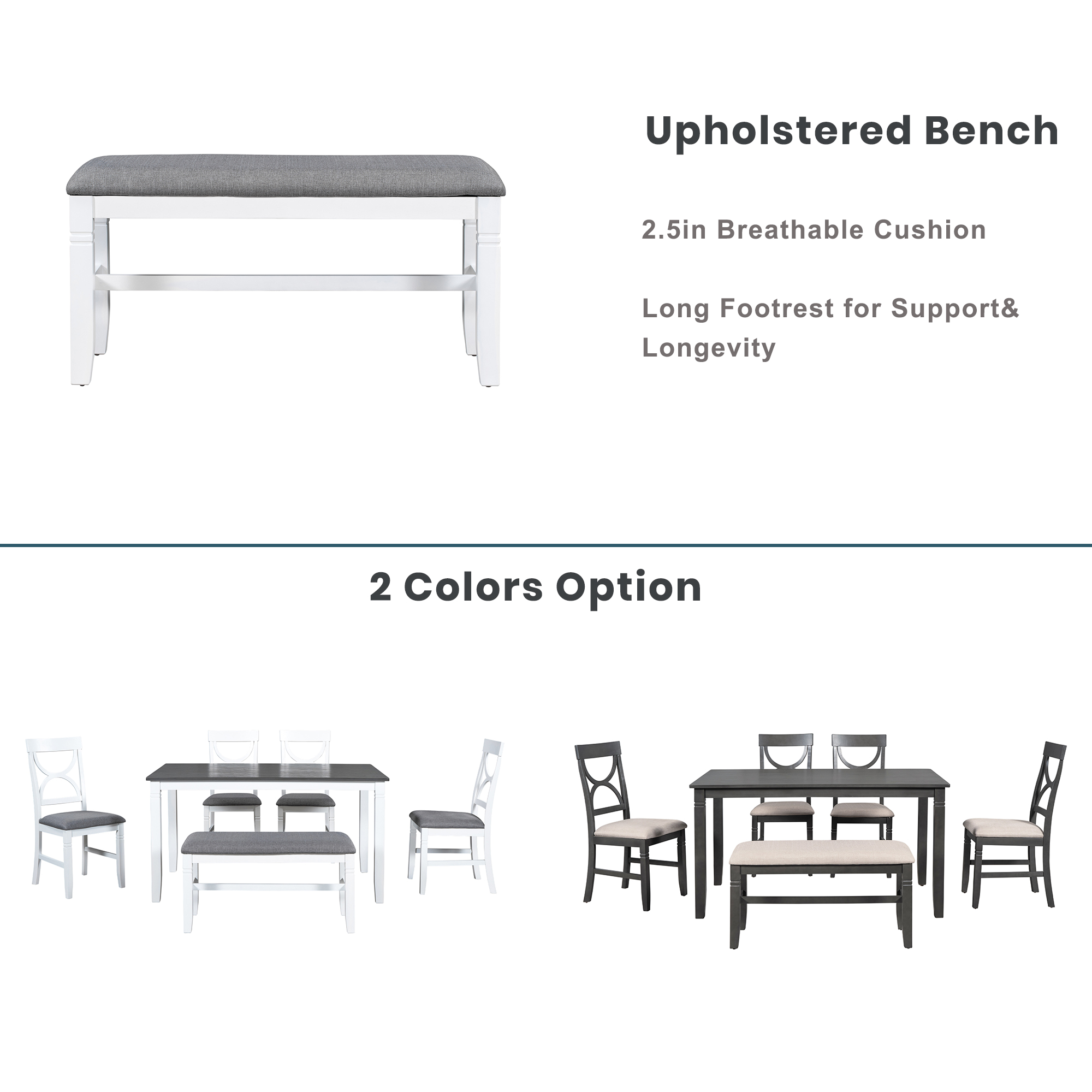 6- Piece Wood Dining Table Set Kitchen Table Set — photo 4