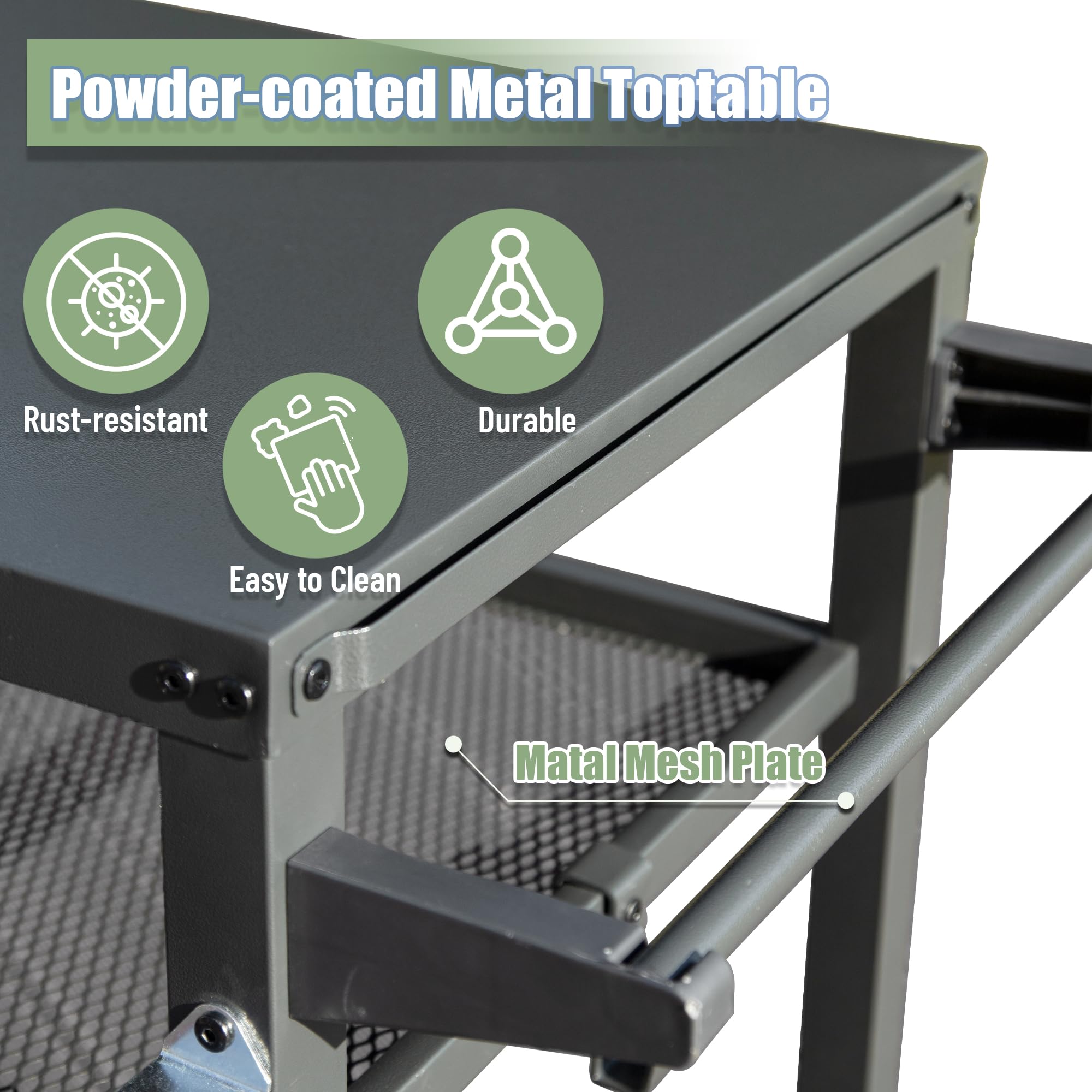 3-Shelf Outdoor Grill Table β Grill Cart Outdoor with Wheels β photo 2