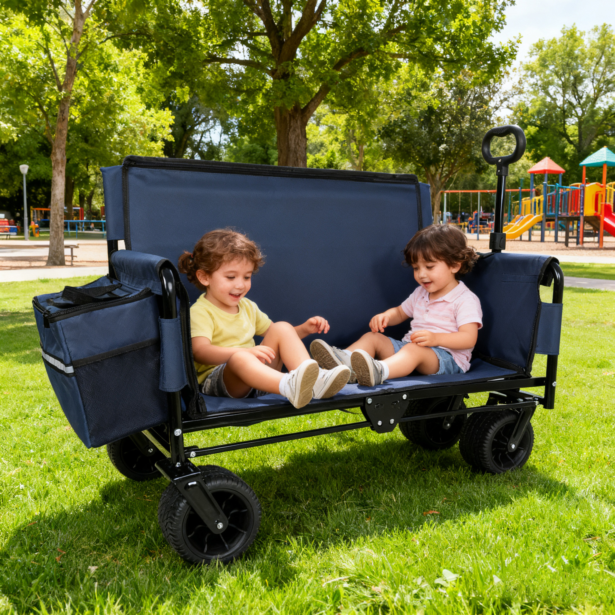 Folding Wagon Cart with Bench Seat, picture 2 of 4