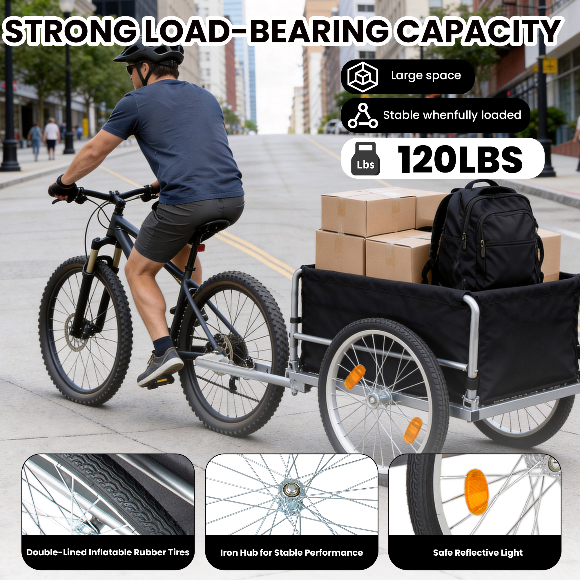 Foldable Bicycle Bike Cargo Trailer With 20 Wheels  Removable Cover  Folding... 2