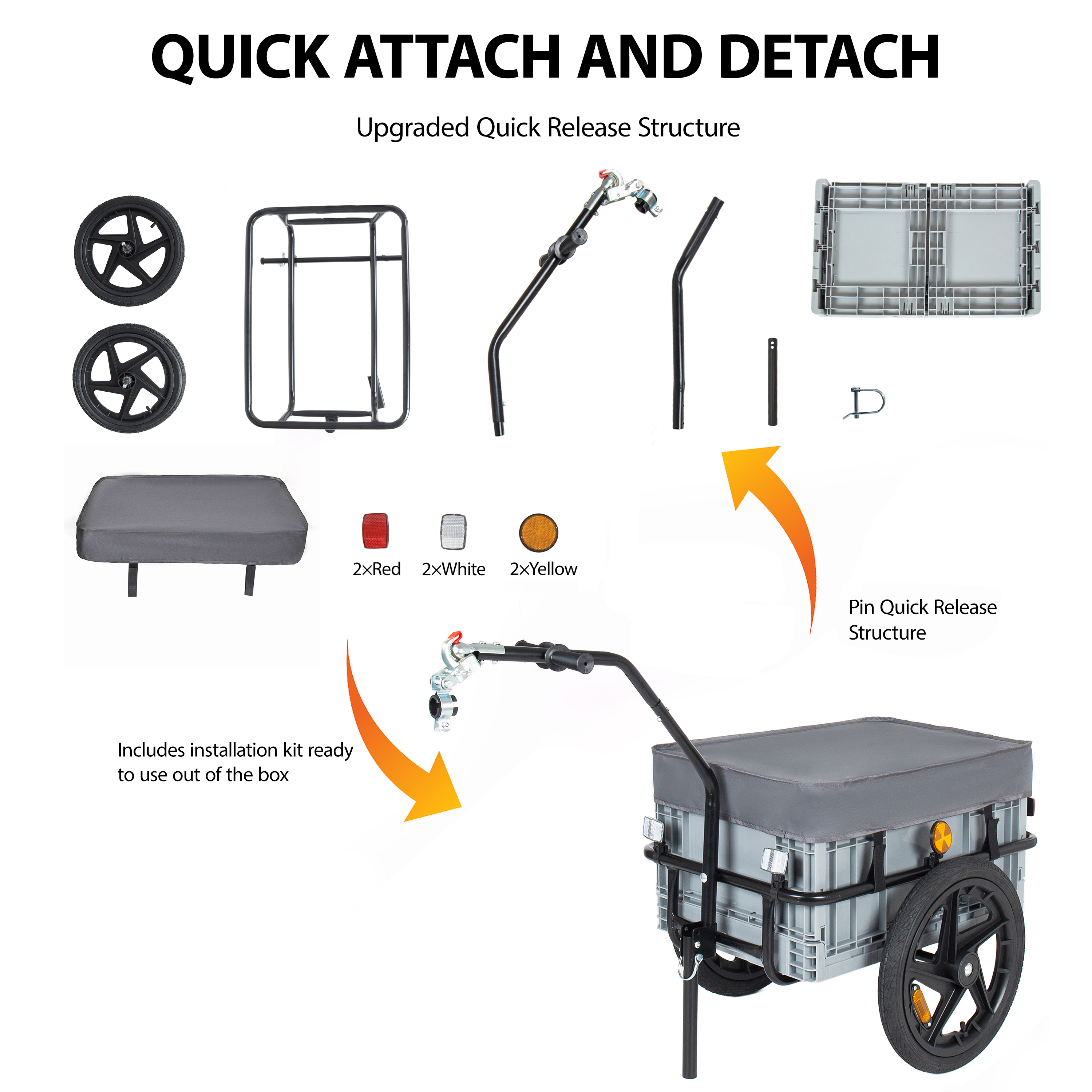 2- In- 1 Bike Cargo Trailer With Foldable Storage Box  Removable & Waterproof... 4