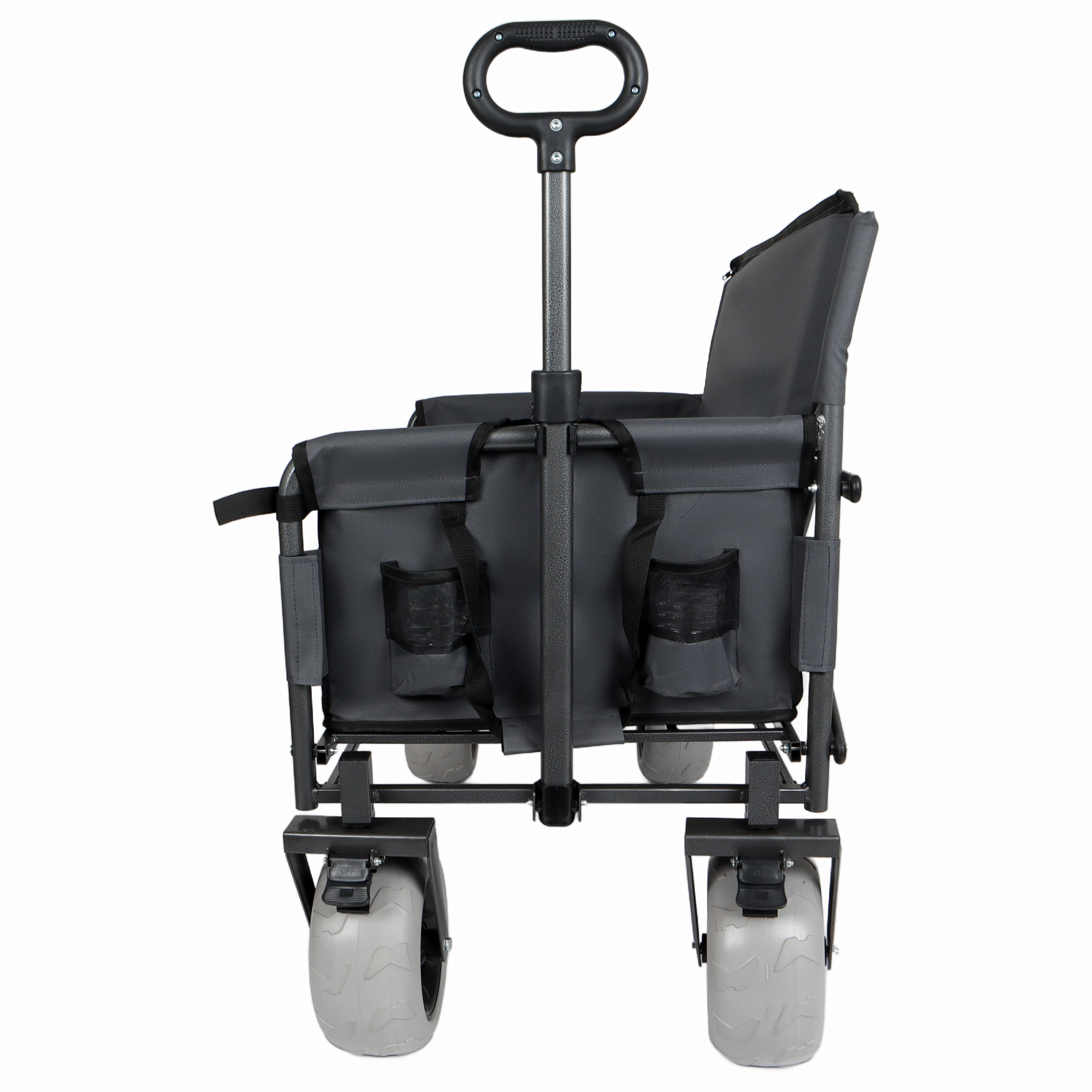 3- In- 1 Folding Wagon With Bench Seat - Patent Protection Includes 1 Ice Pack 500lbs Capacity 9 X4 Beach Tires For Camping & Beach Gray 1f01a74a C536 4457 9757 79beca7504fa