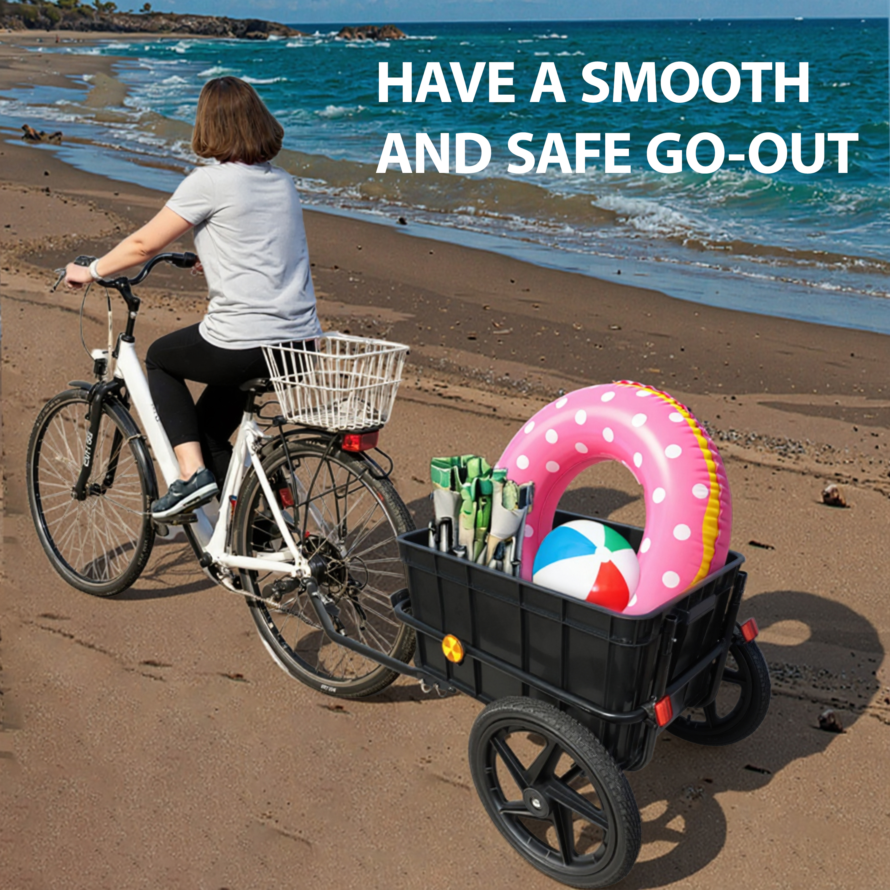 2- In- 1 Bike Cargo Trailer Pushcart  Bicycle Trailer With Removable Box And... 3