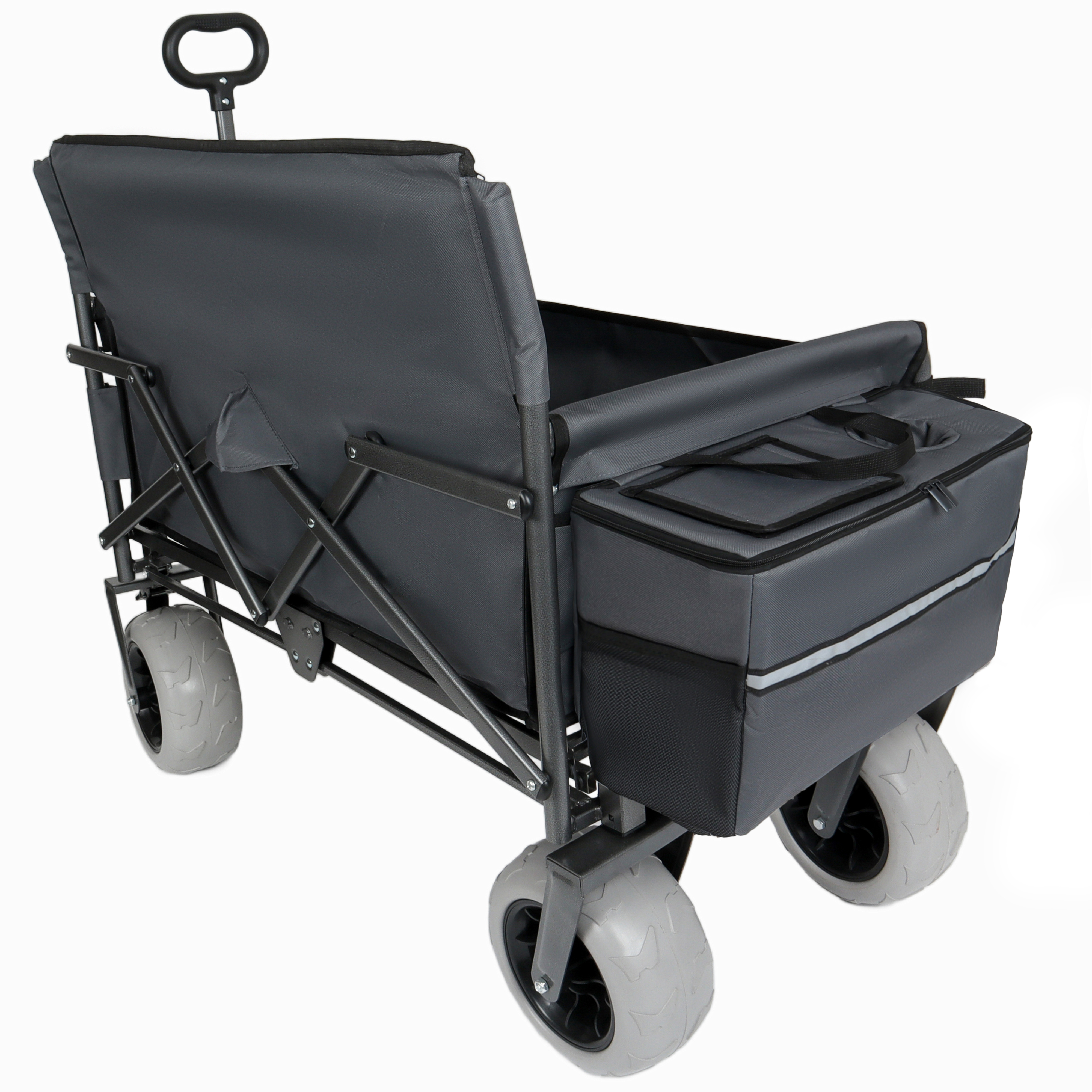 3- In- 1 Folding Wagon With Bench Seat - Patent Protection Includes 1 Ice Pack 500lbs Capacity 9 X4 Beach Tires For Camping & Beach Gray 227c9629 B950 490b Bc15 4d608fb5bd86