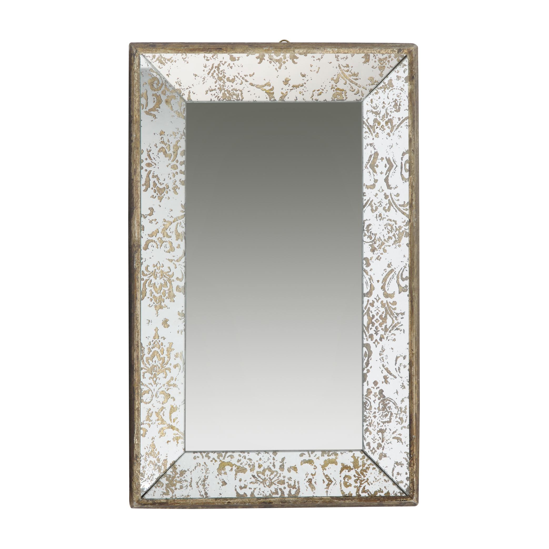 20  X 12  Antique Silver Rectangle Mirror With Floral Accents  Mirrored Display Tray  Hanging Wall Mirror