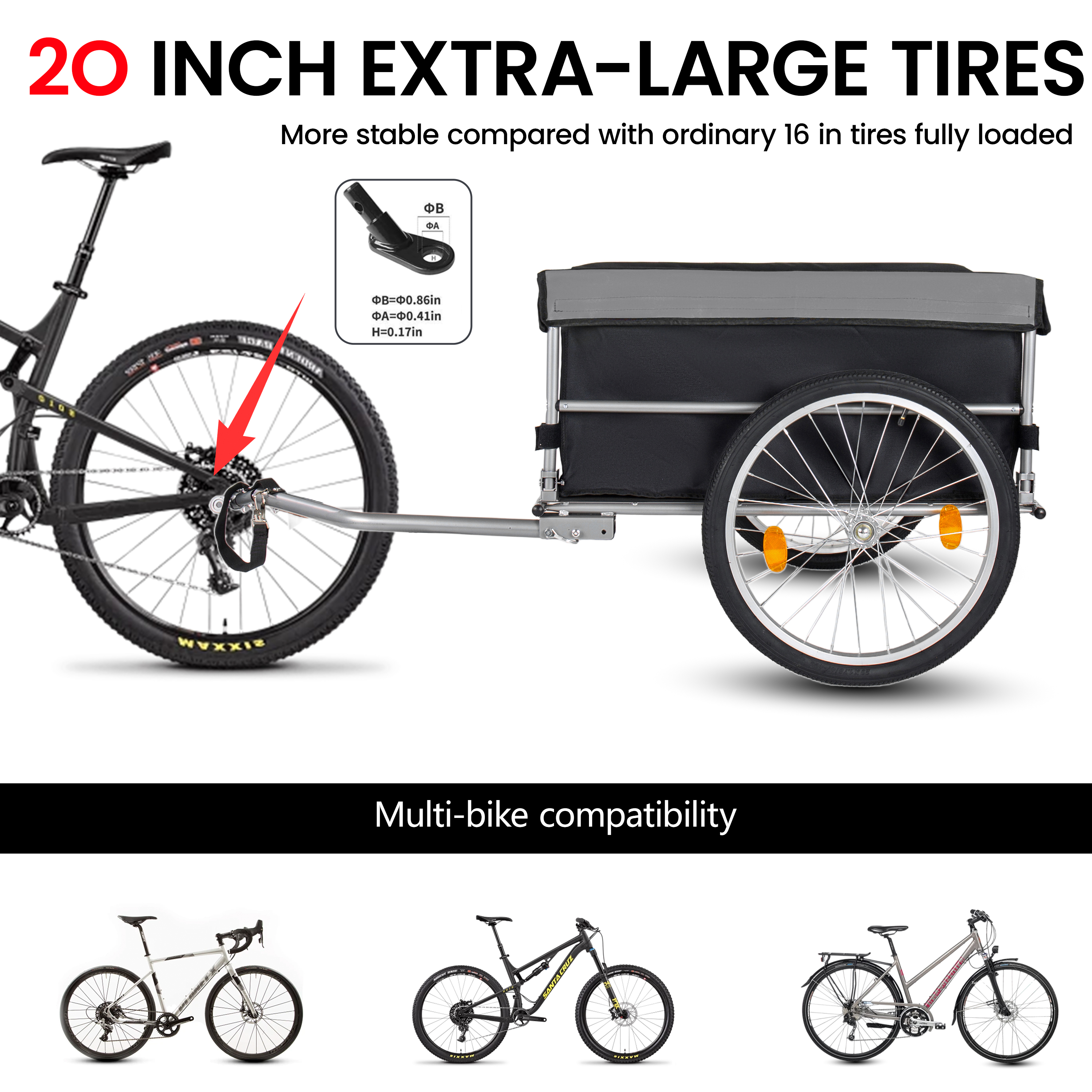 Foldable Bicycle Bike Cargo Trailer With 20  Wheels  Removable Cover  Folding... 3