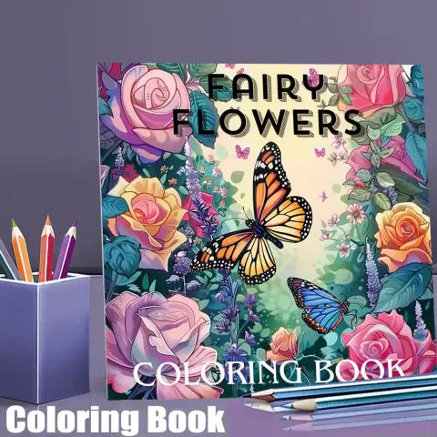 28 Pages Fairy Flowers Coloring Book for Adult Stress