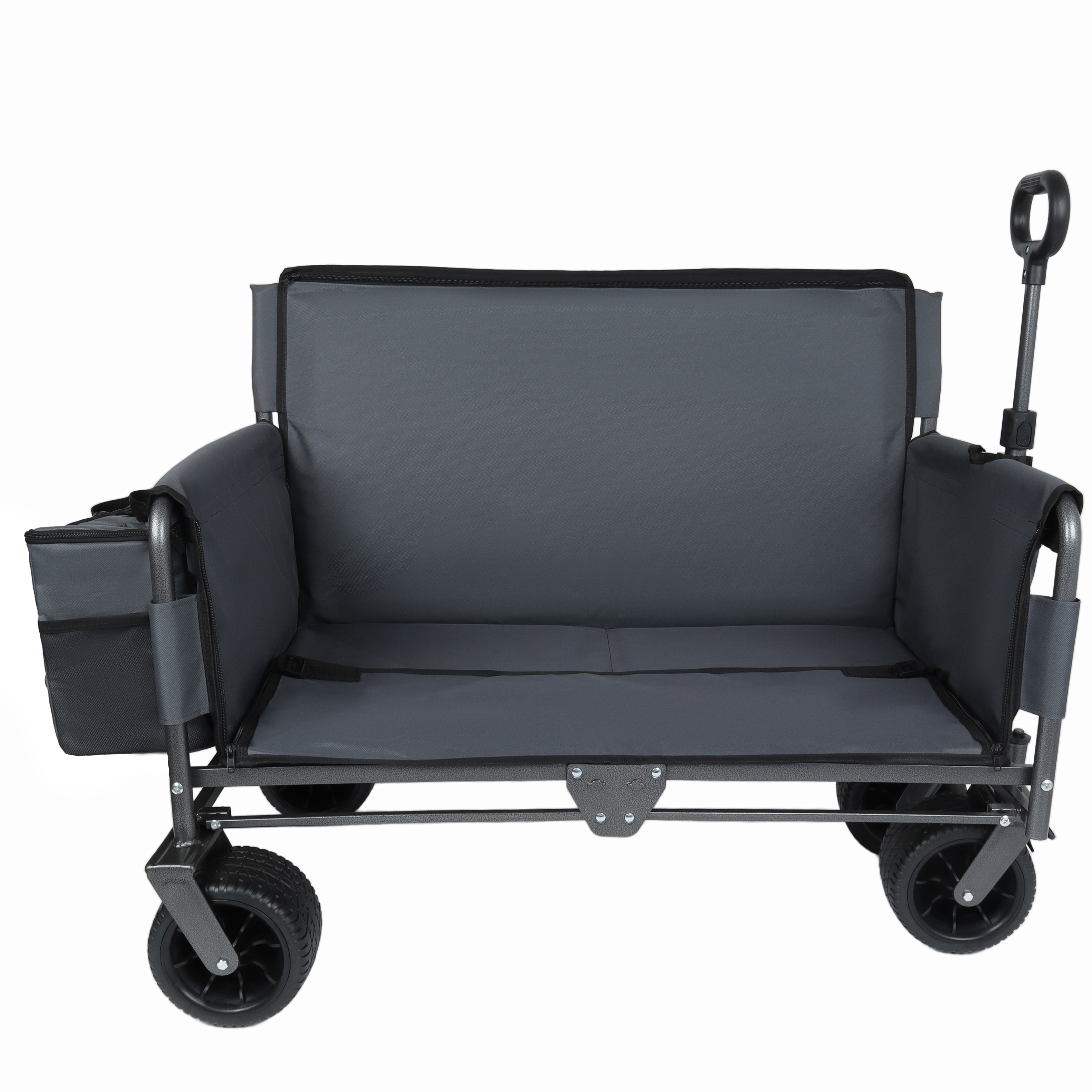 3-in-1 Folding Wagon Cart With Bench Seat & Storage Patent Protection - Includes 1 Ice Pack 500lbs Heavy- Duty Utility Wagon 180L Capacity All- Terrain Wheels For Camping Beach Sports Garden Gray - Image 1