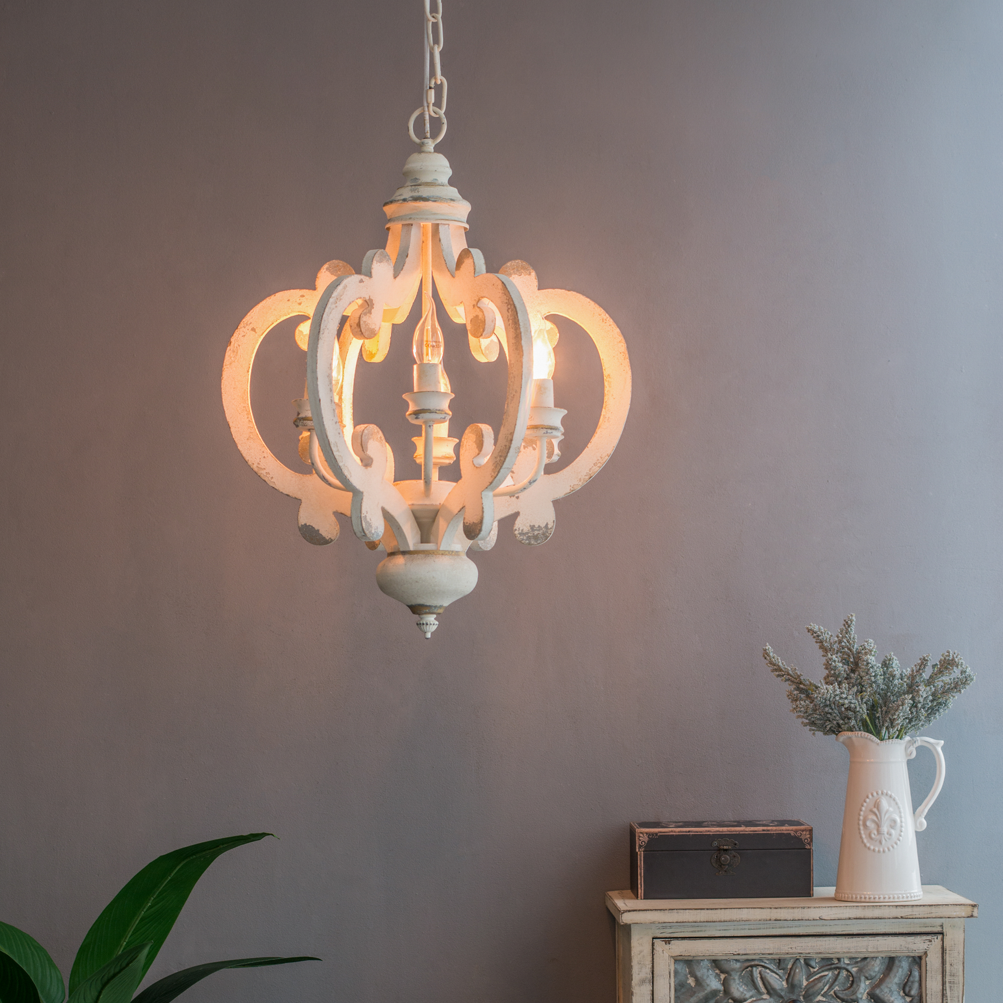 French Country Wood Chandelier 6- Light Farmhouse Pendant Light Fixture With Adjustable Chain For Kitchen… image 3