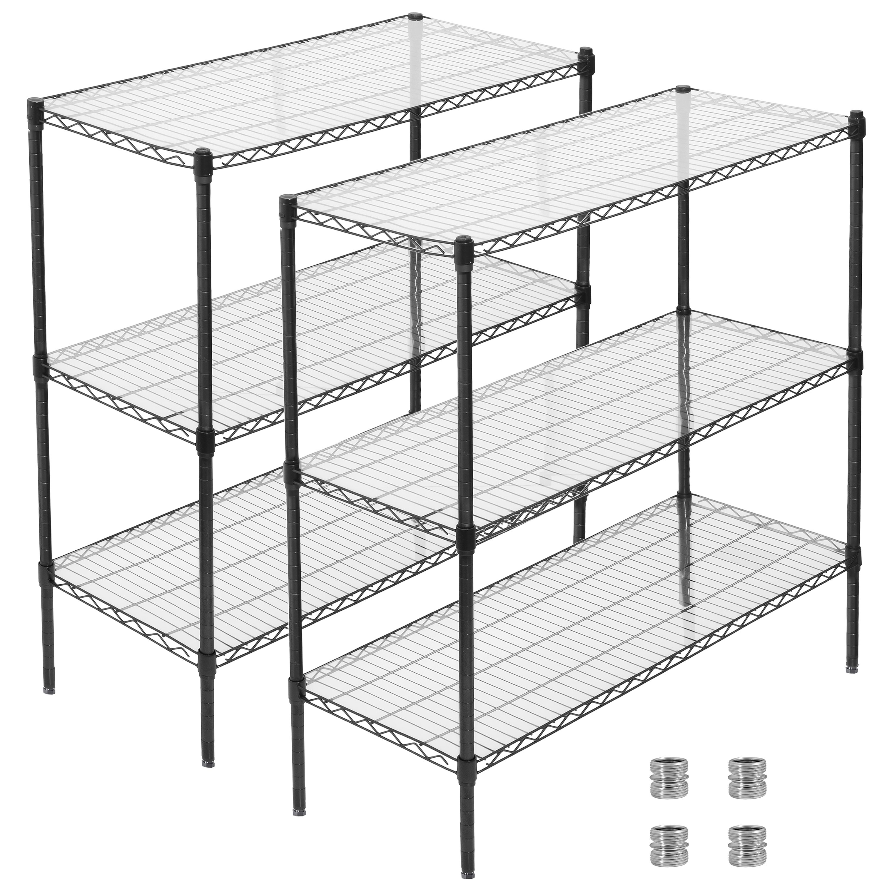 3 Tier Metal Shelf Wire Shelving Unit - Set Of 2 1050lbs Capacity Heavy Duty Adjustable Storage Rack With Shelf Liners Extensible To 6 Tier 2100lbs Shelving Designs 48 L X 18 D X 96 H Black - Image 1