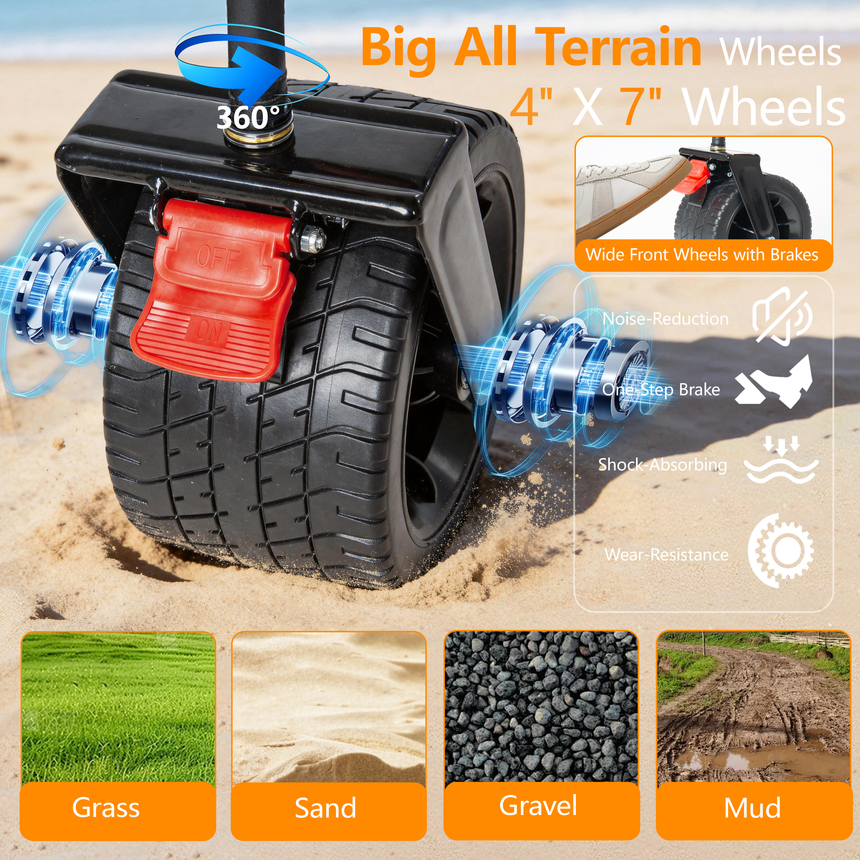 Heavy Duty Folding Garden Wagon With Canopy And Rotating Handle_voghion.com