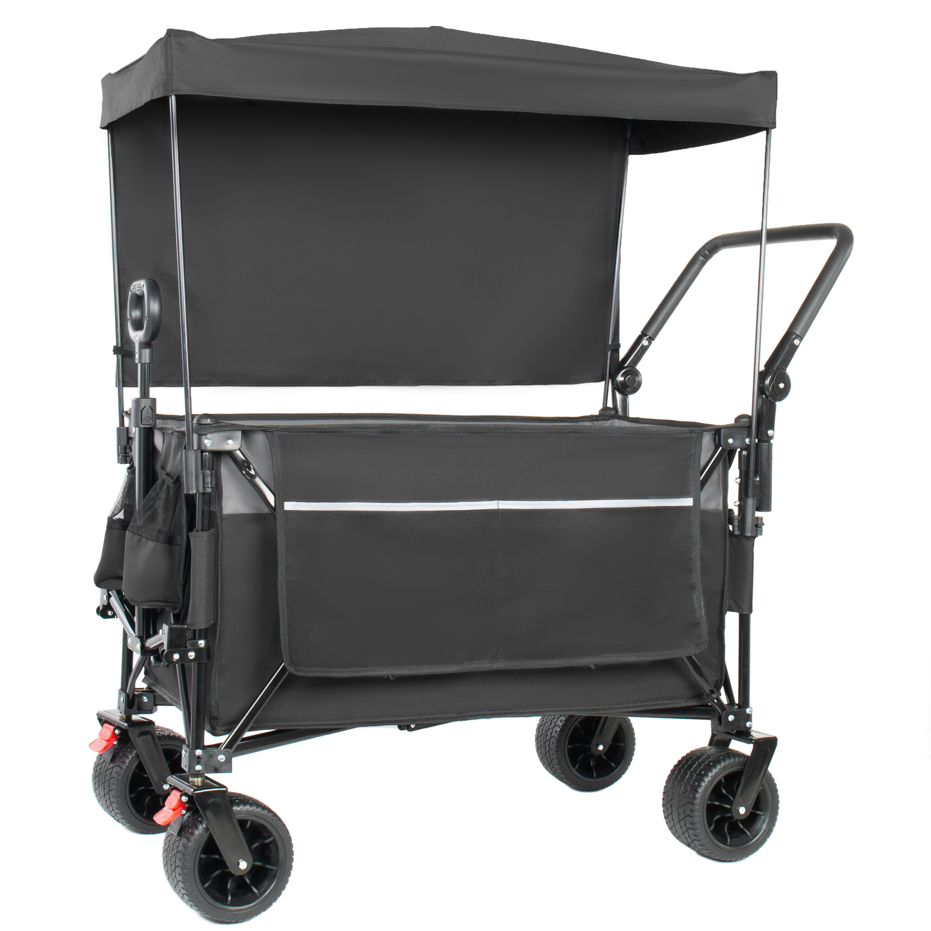 Heavy Duty Folding Garden Wagon With Canopy And Rotating Handle_voghion.com