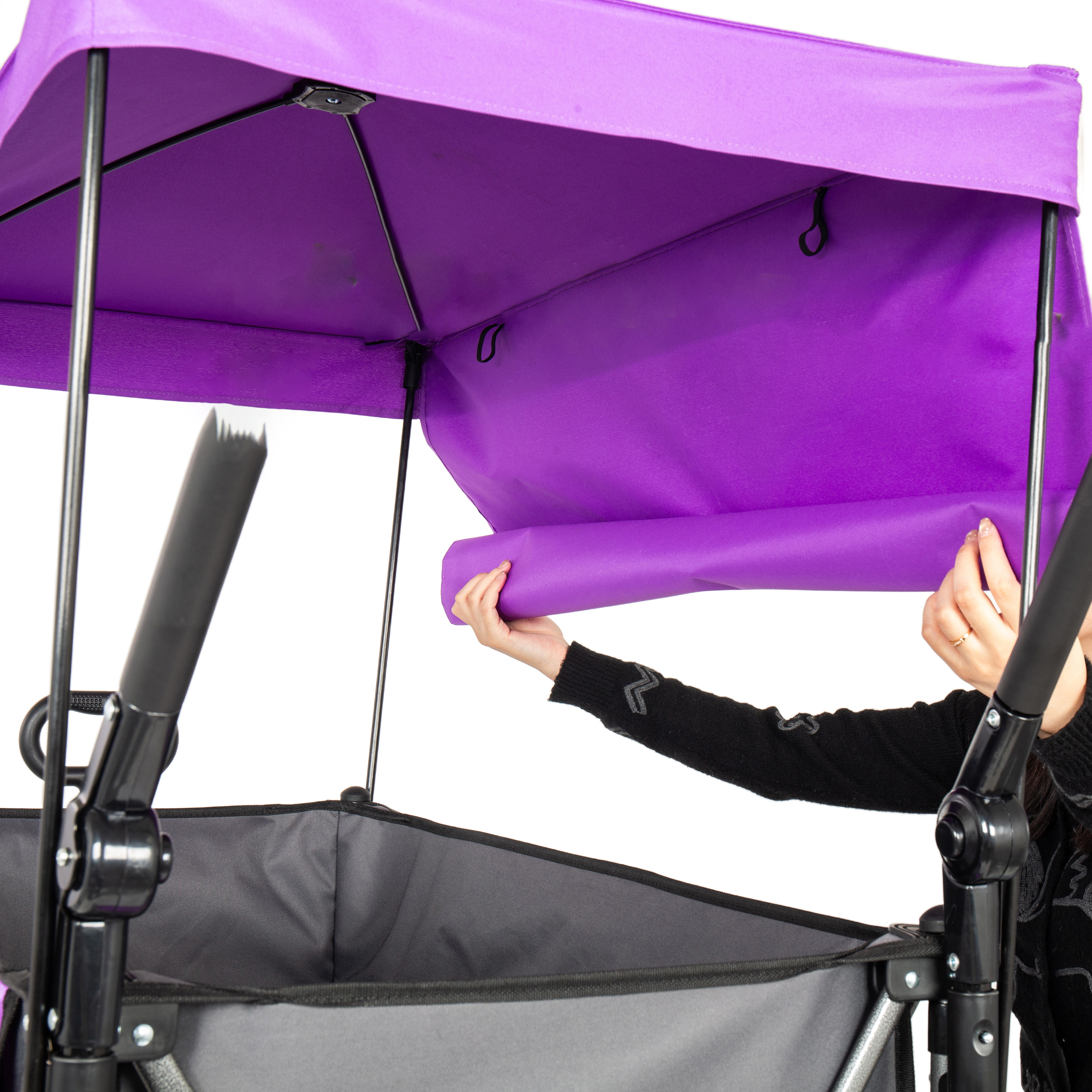 Heavy Duty Folding Garden Wagon With Canopy And All Terrain Tyres_voghion.com