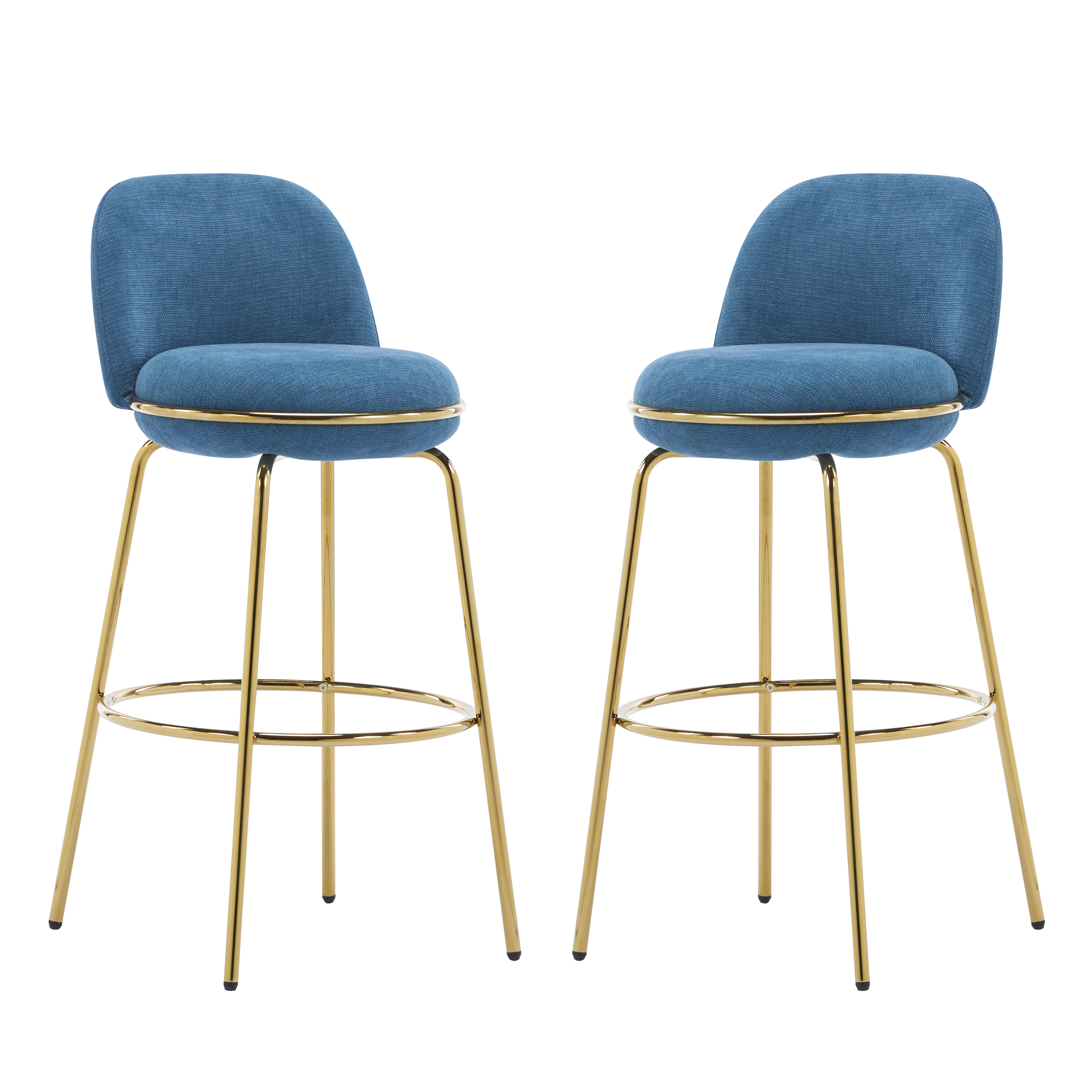 Metal Upholstered Barstool Set of 2