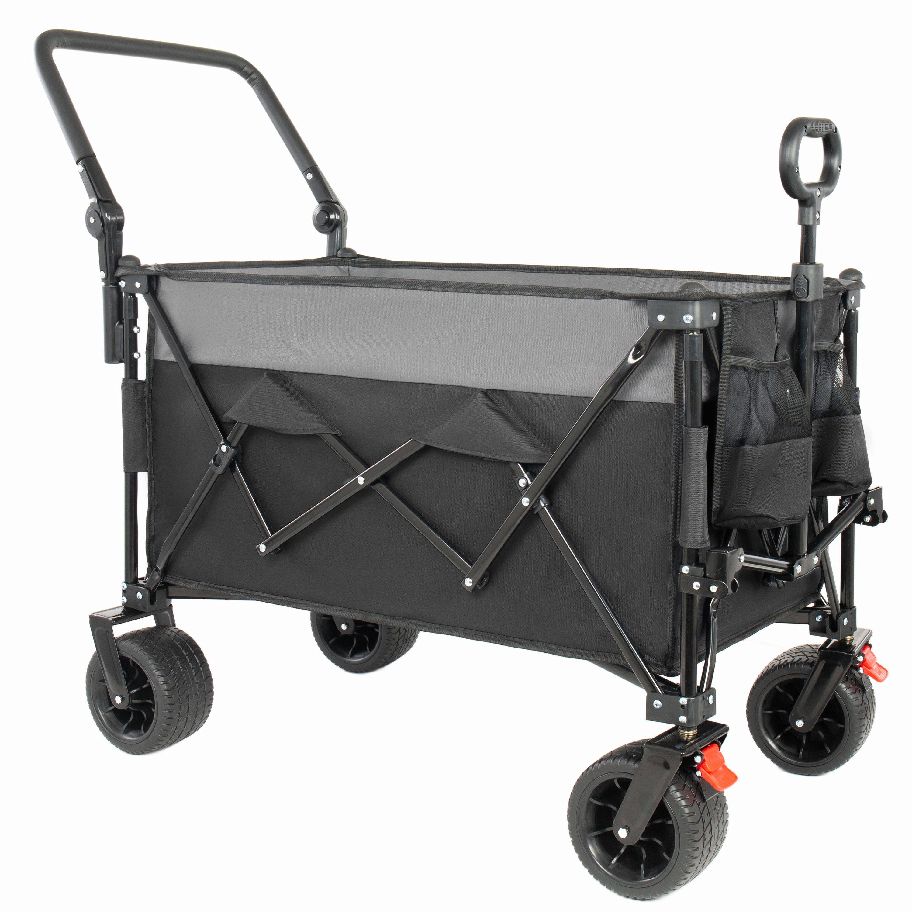 Heavy Duty Folding Garden Wagon With Canopy And Rotating Handle_voghion.com