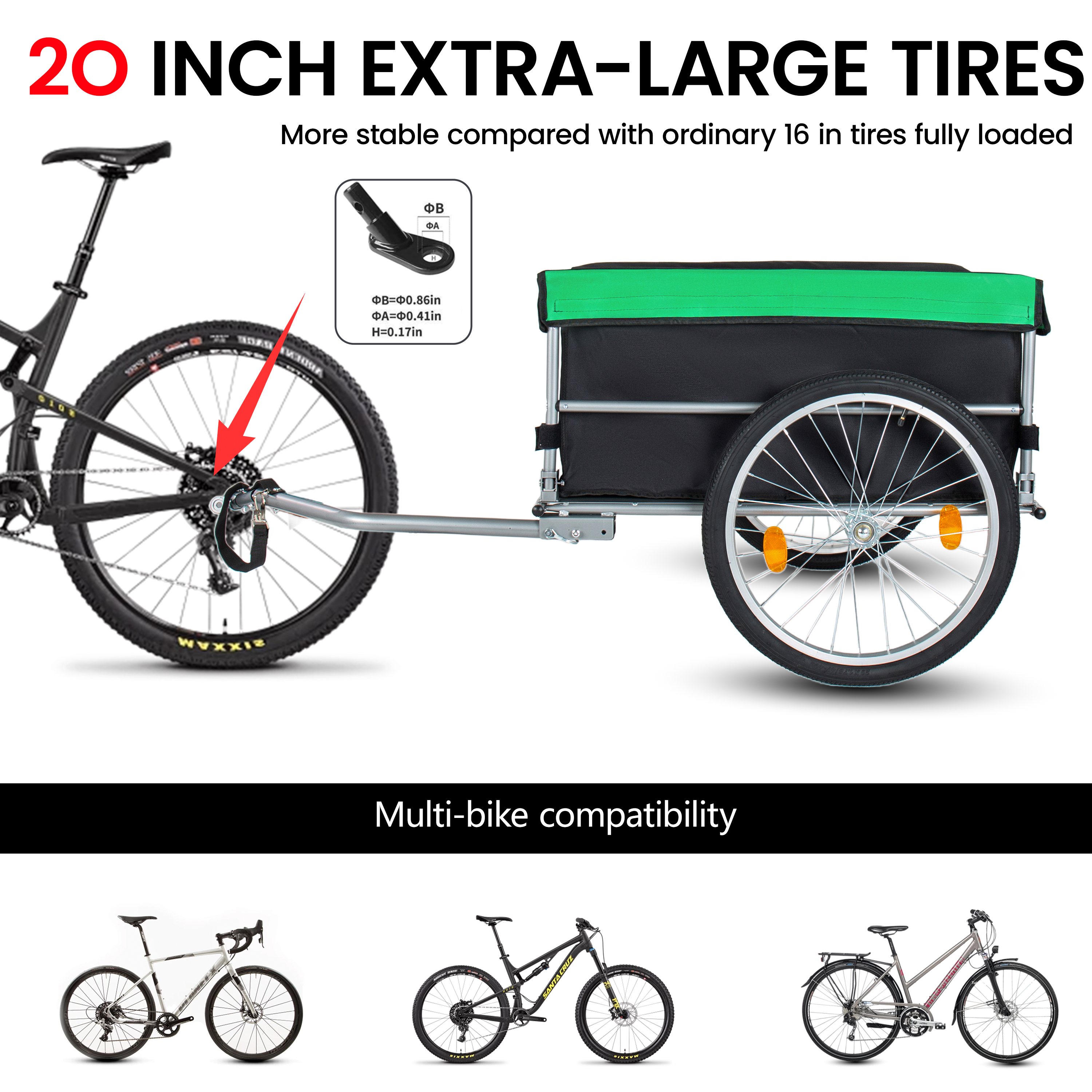 Foldable Bicycle Bike Cargo Trailer With 20 Wheels  Removable Cover  Folding... 3