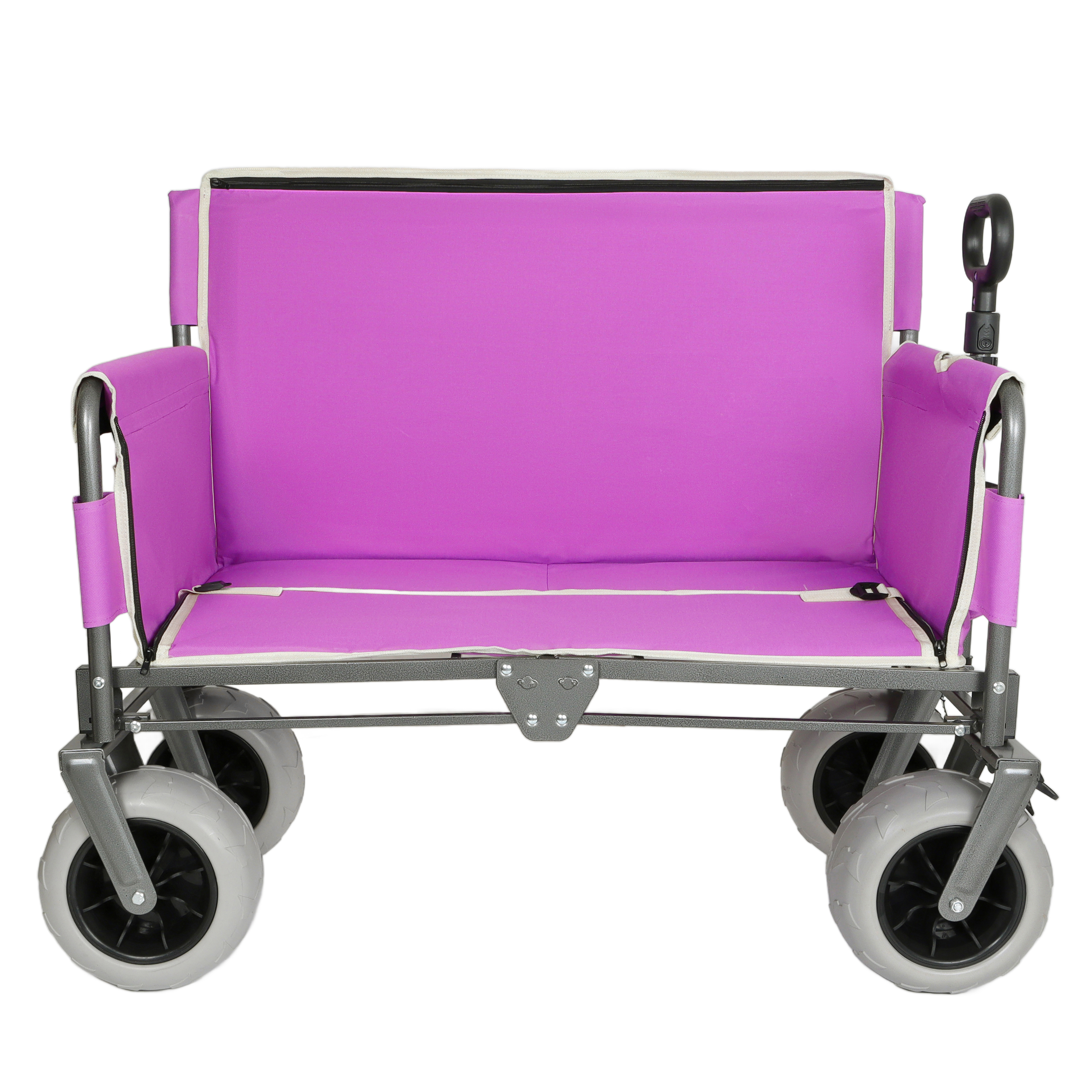 3- In- 1 Heavy- Duty  Convertible Folding Wagon Cart With Bench Seat & Storage -  500lbs  180L Capacity Utility Wagon  All- Terrain Wheels For Camping  Beach  Sports  Garden  Fish  Purple