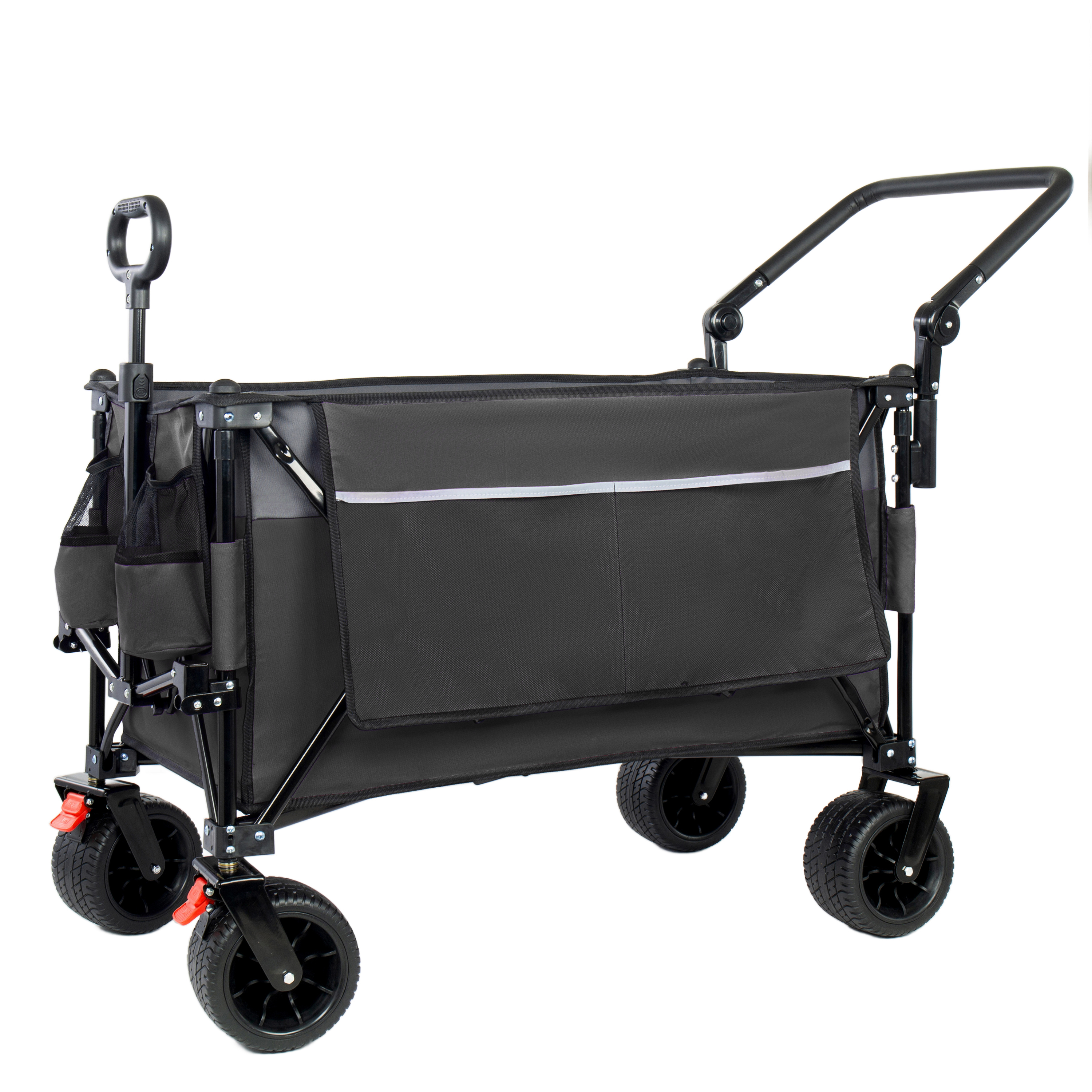 Heavy Duty Folding Garden Wagon With Canopy And Rotating Handle_voghion.com