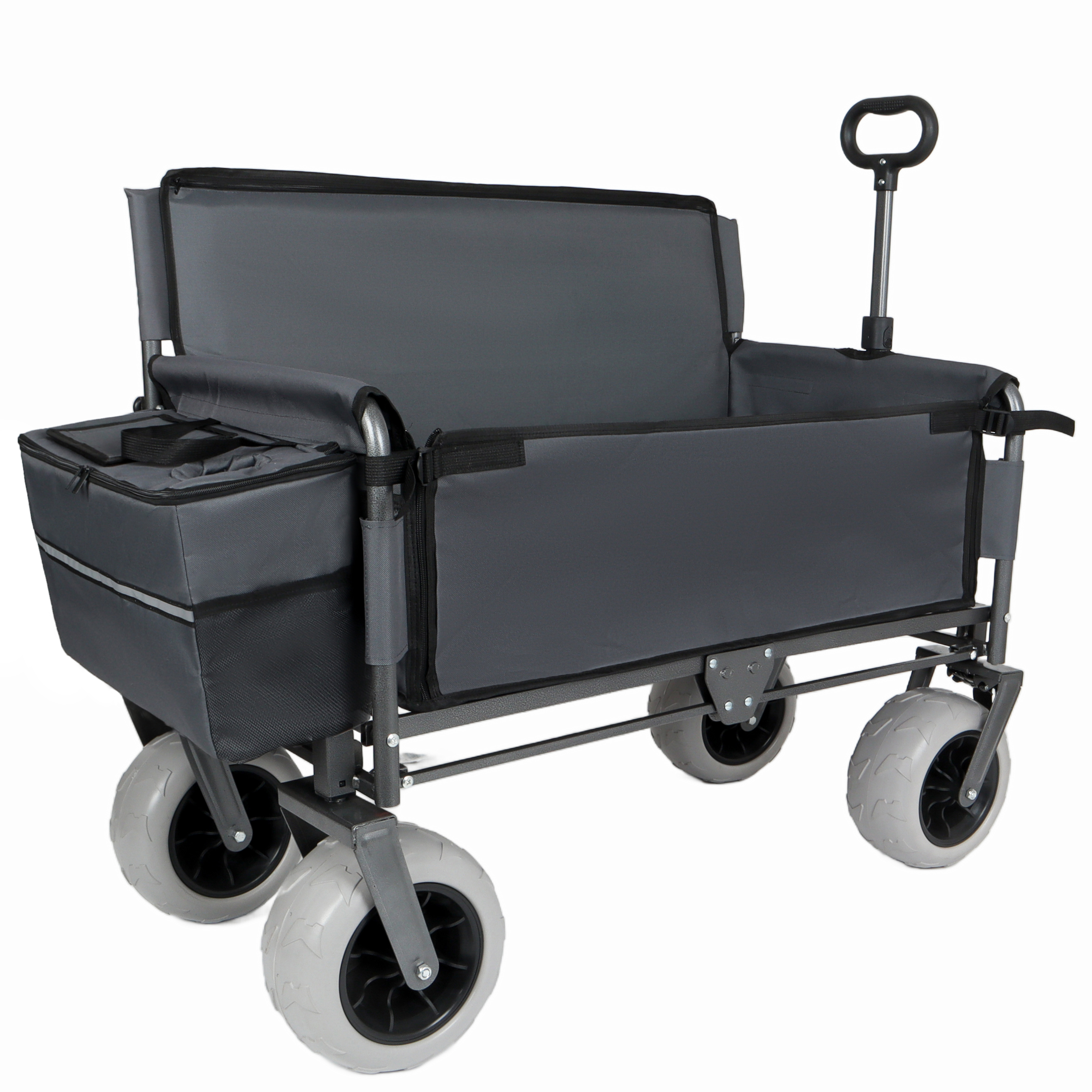 3- In- 1 Folding Wagon With Bench Seat - Patent Protection Includes 1 Ice Pack 500lbs Capacity 9 X4 Beach Tires For Camping & Beach Gray 7f1280d8 A8d1 49e6 Afcd 28a70fe31da5