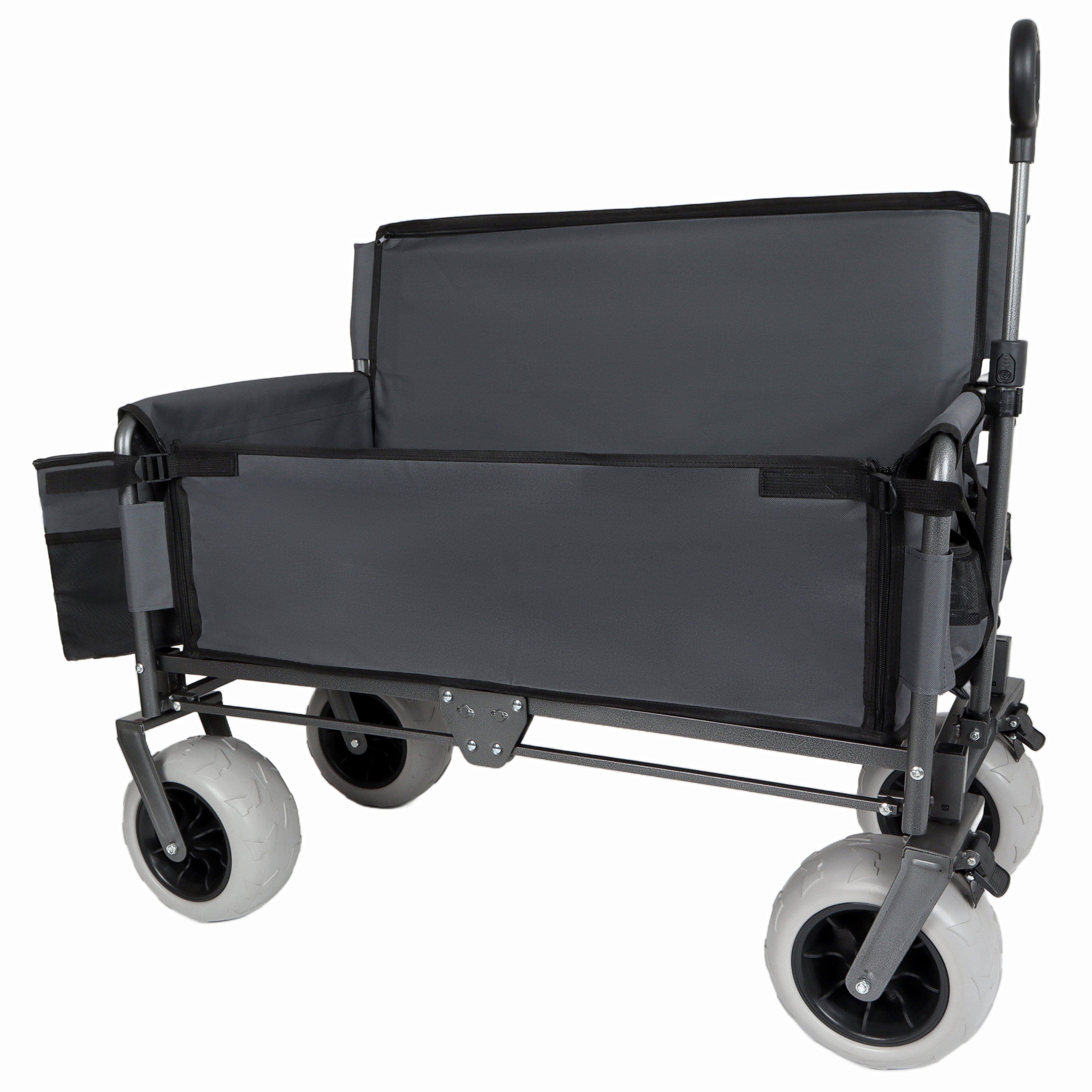 3- In- 1 Folding Wagon With Bench Seat - Patent Protection Includes 1 Ice Pack 500lbs Capacity 9 X4 Beach Tires For Camping & Beach Gray 8966771d D417 495e A2fd 3550ec2b03d2