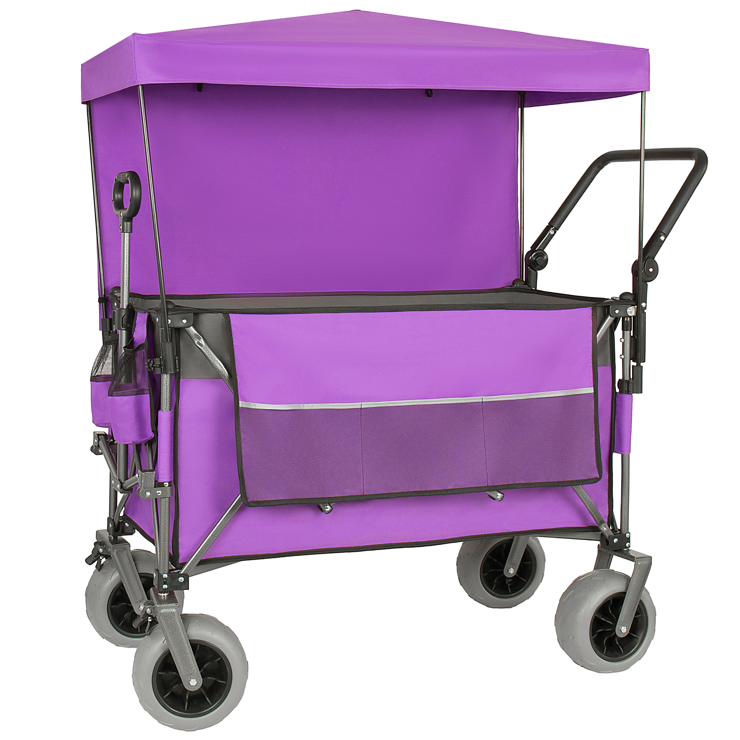 Heavy Duty Folding Garden Wagon With Canopy And All Terrain Tyres_voghion.com