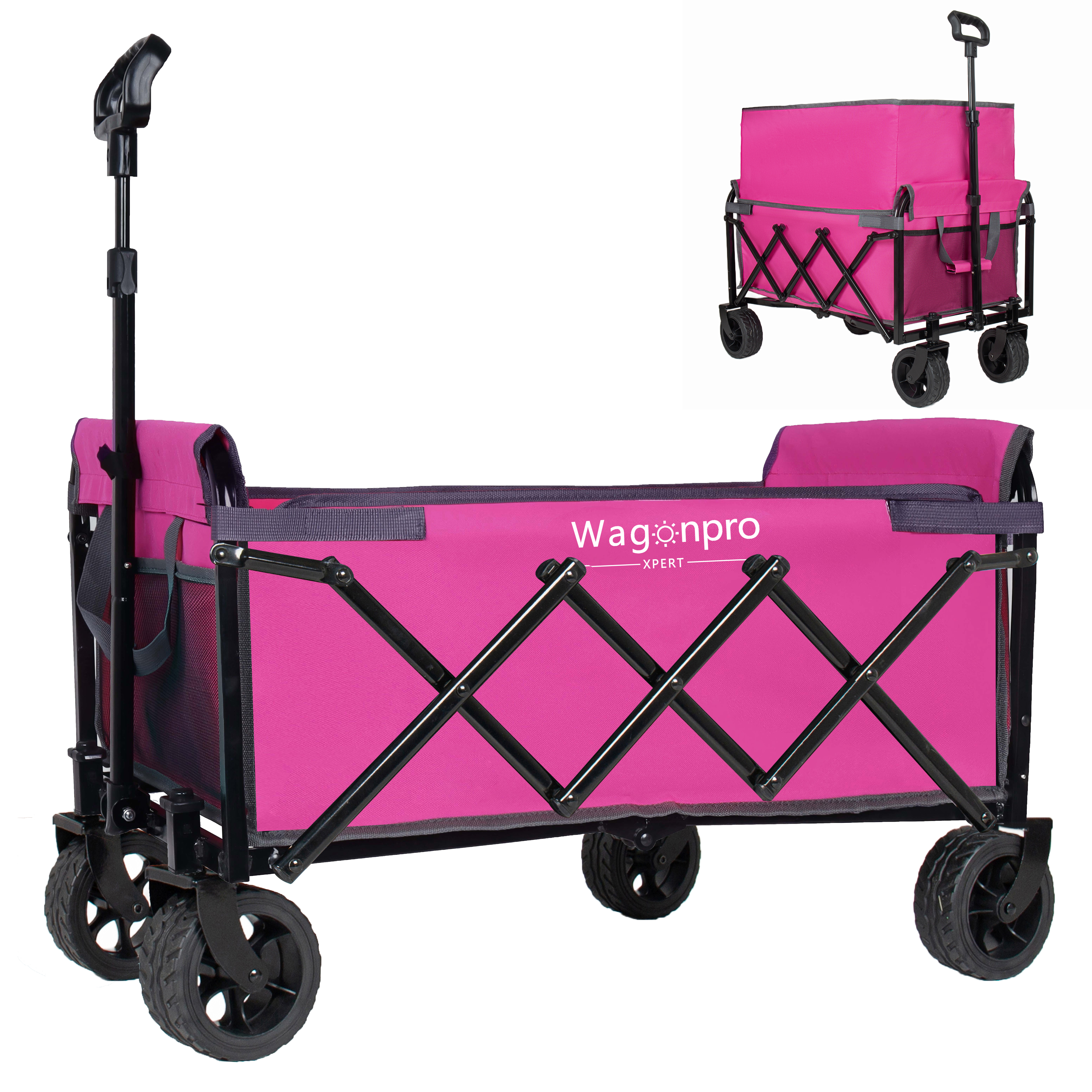 Upgraded 5x2  Wide Wheels- Expandable Dual- Layer Utility Wagon With  Extra Space  220lbs Capacity Grocery Cart For Camping  Shopping  Sports  Gardening  Fishing - Image 1